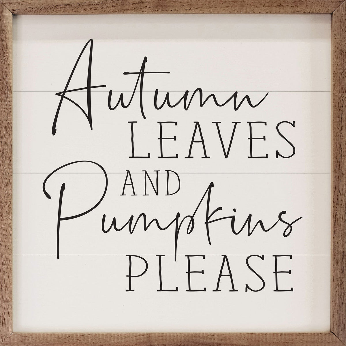 Autumn Leaves &amp; Pumpkins Please Wood Framed Print