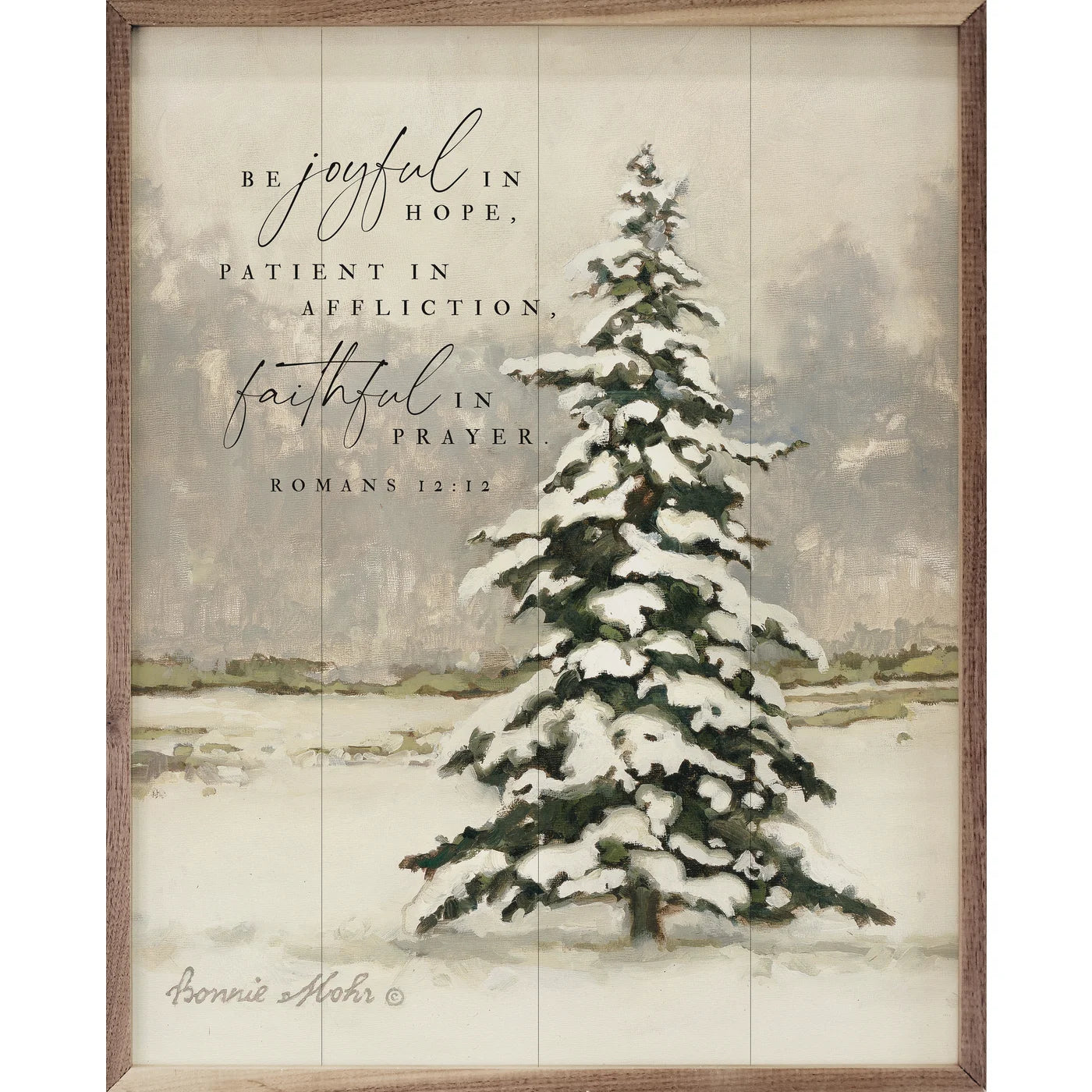 Be Joyful In Hope Winter Tree Wood Framed Print