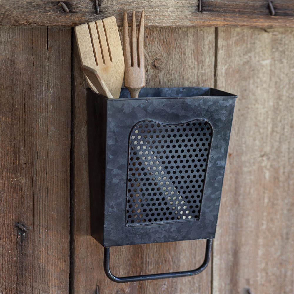 Black Grated Wall Bucket With Towel Bar