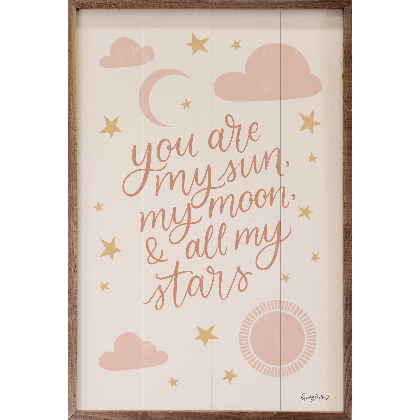 Celestial Boho Stars Wood Framed Print