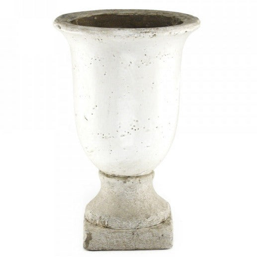 Cement & White Crackle Glazed Pottery Urn