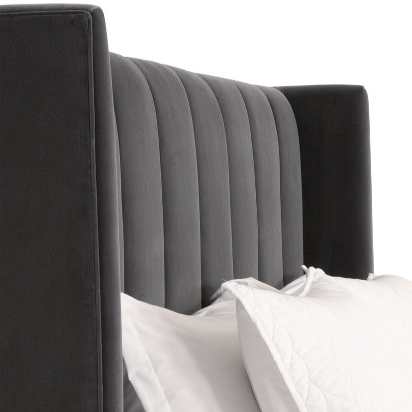 Chandler Dark Dove Velvet Bed
