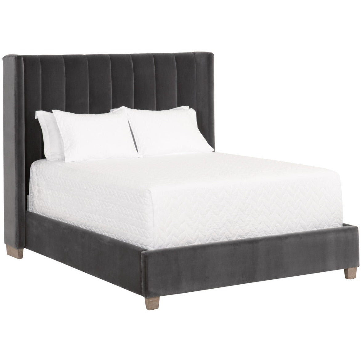 Chandler Dark Dove Velvet Bed