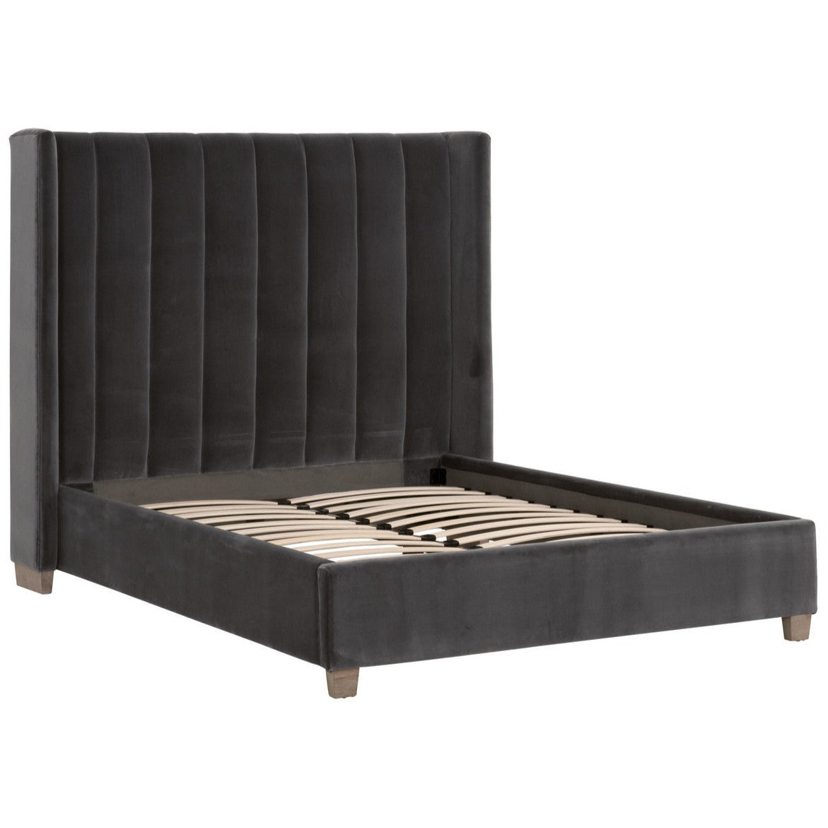 Chandler Dark Dove Velvet Bed