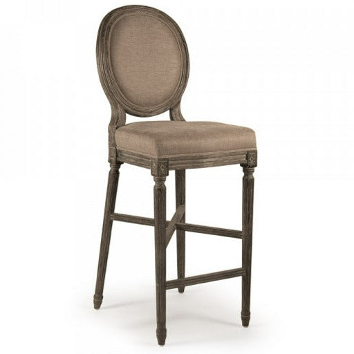 Copper Linen Medallion Bar Stool