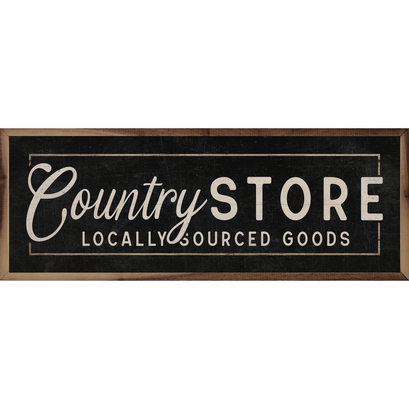 Country Store Locally Sourced Goods Border Wood Framed Print