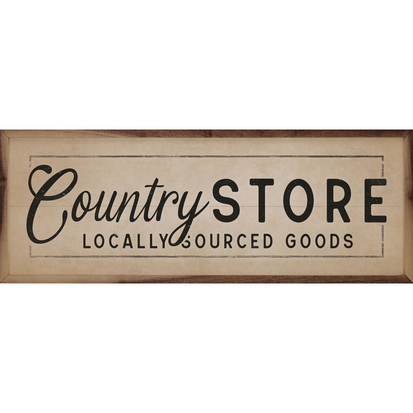 Country Store Locally Sourced Goods Border Wood Framed Print