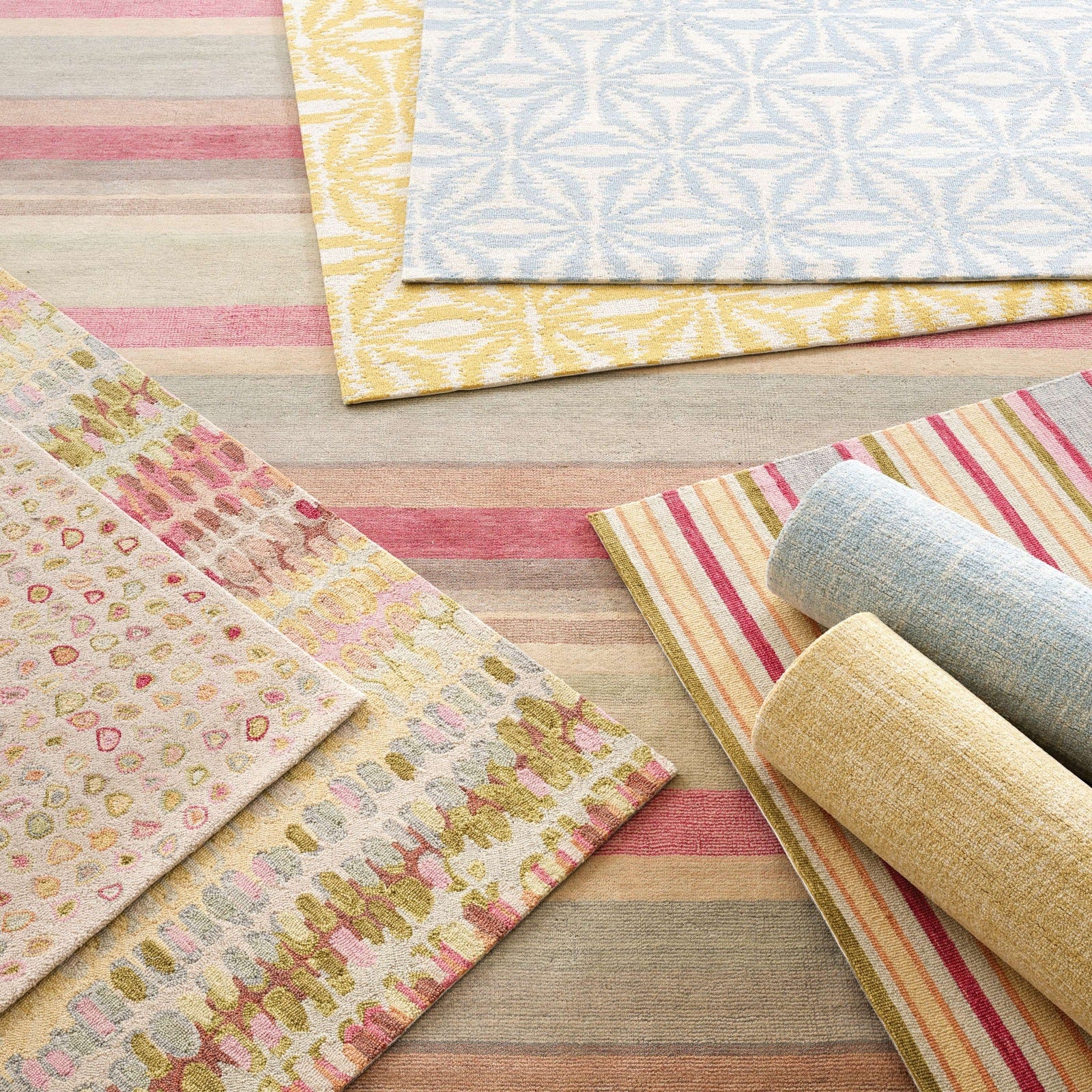 Dash & Albert Crosshatch Sky Micro Hooked Wool Rug