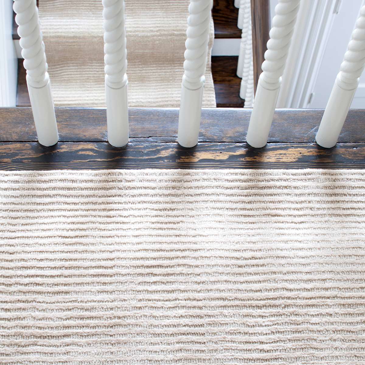 Dash & Albert Cut Stripe Ivory Hand Knotted Viscose/Wool Rug