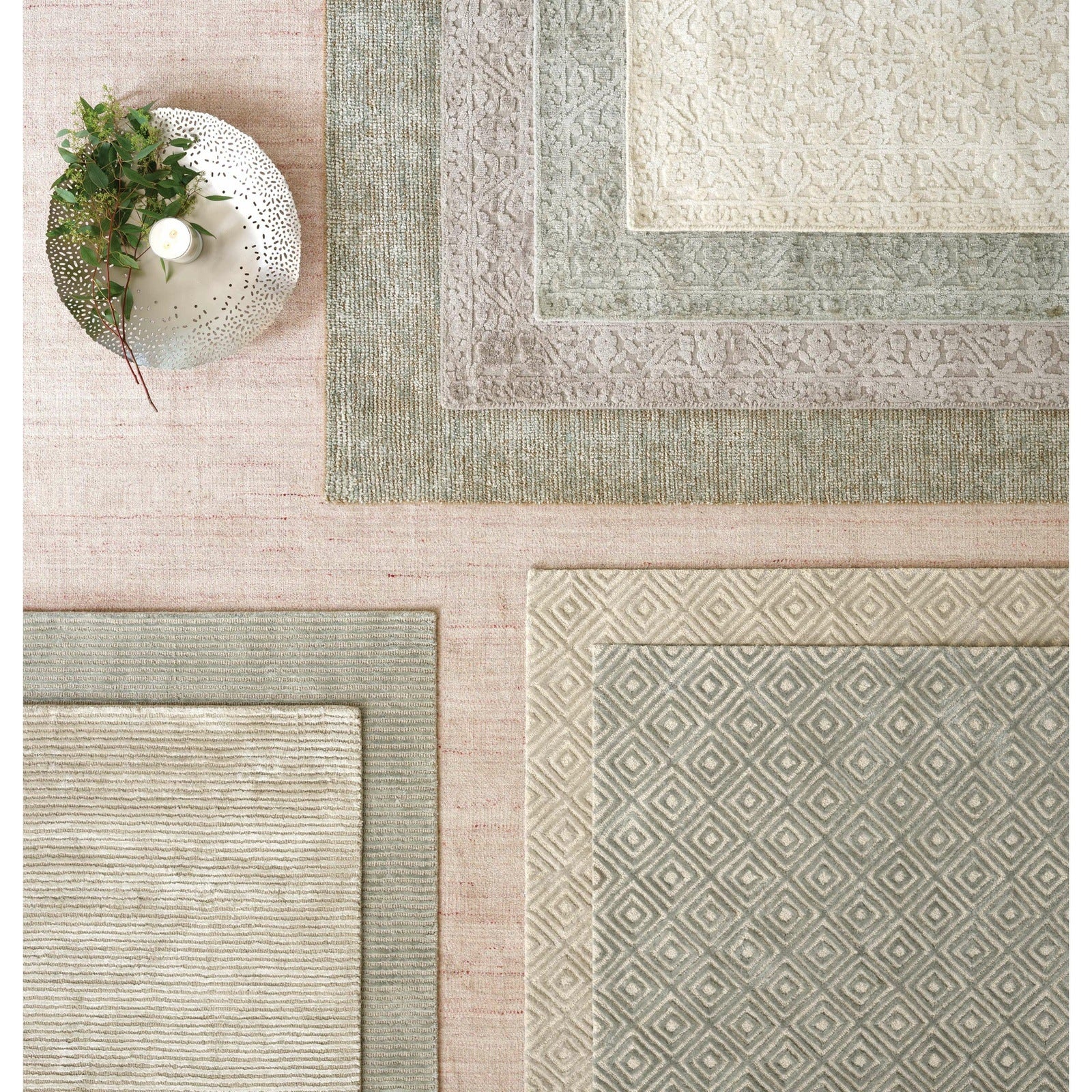 Dash & Albert Cut Stripe Ocean Hand Knotted Viscose/Wool Rug