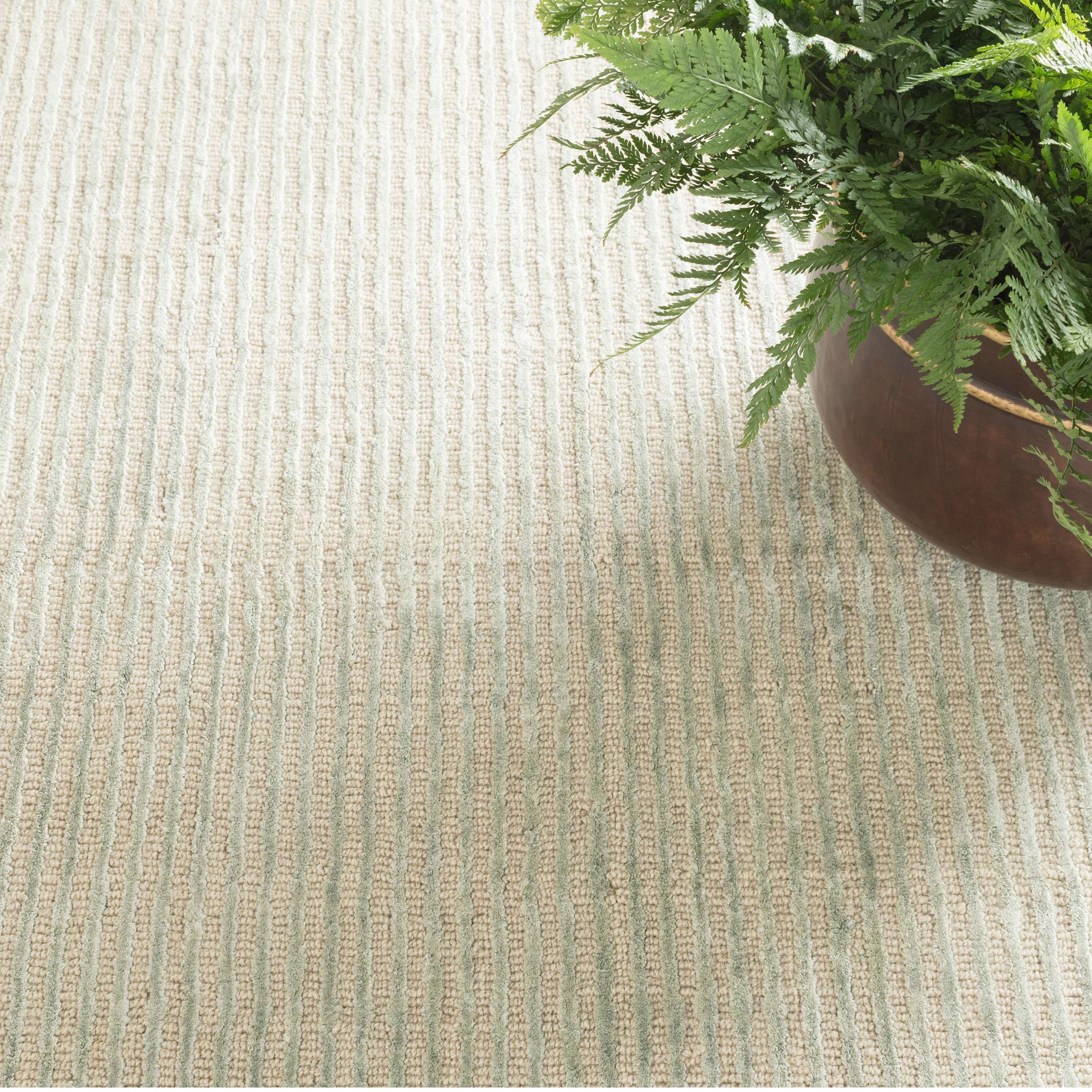 Dash & Albert Cut Stripe Ocean Hand Knotted Viscose/Wool Rug