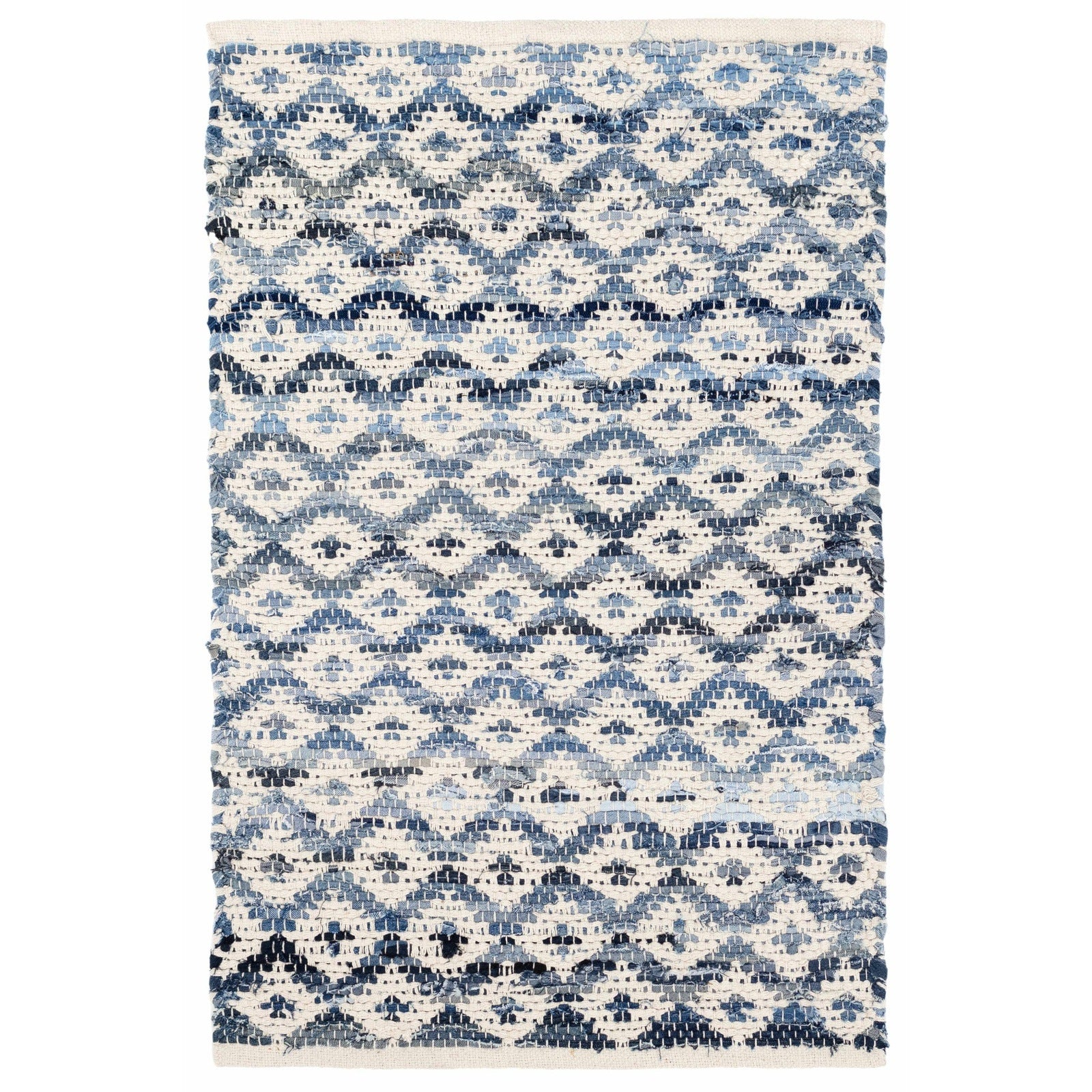 Dash & Albert Denim Rag Diamond Ivory Woven Cotton Rug