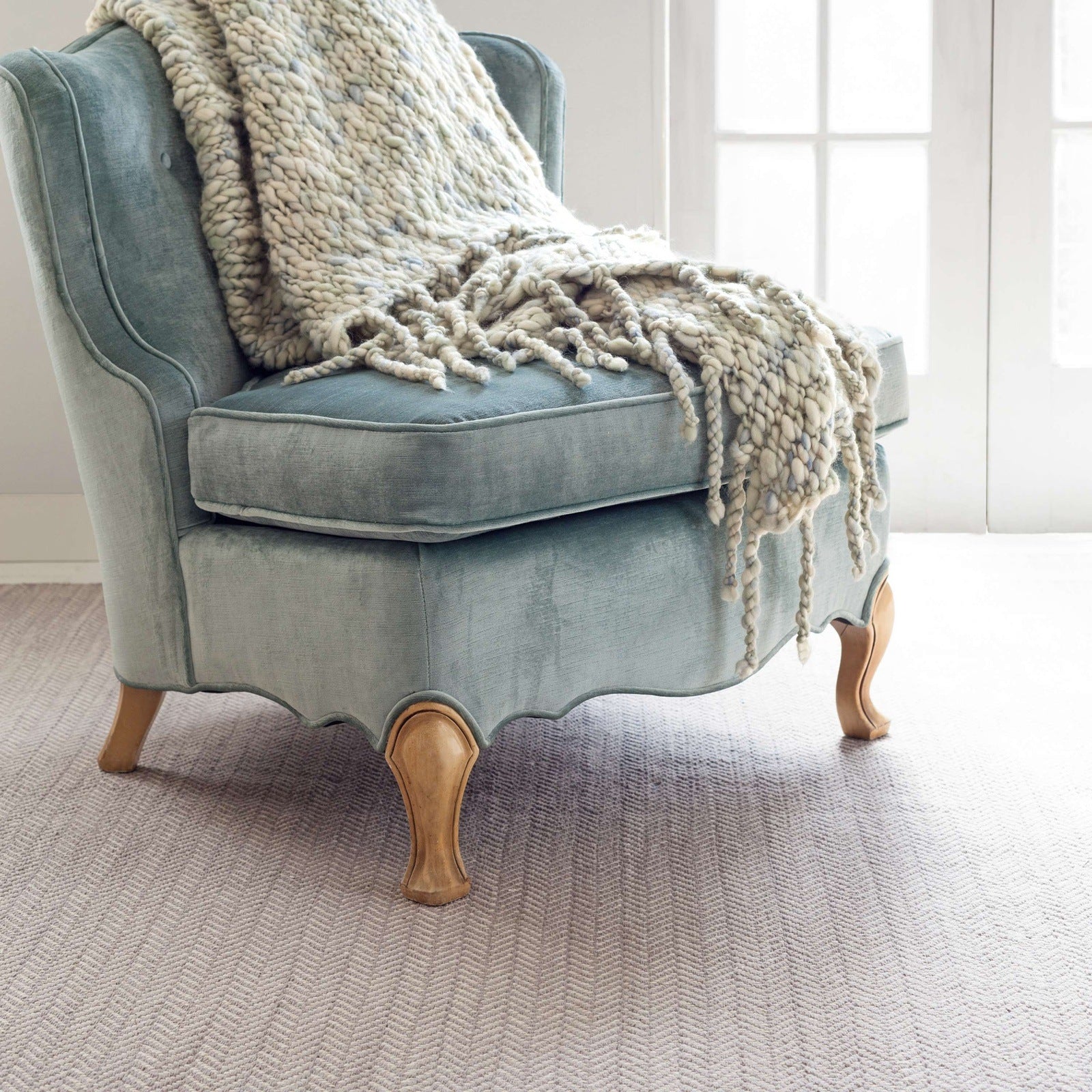 Dash & Albert Herringbone Dove Grey Woven Cotton Rug