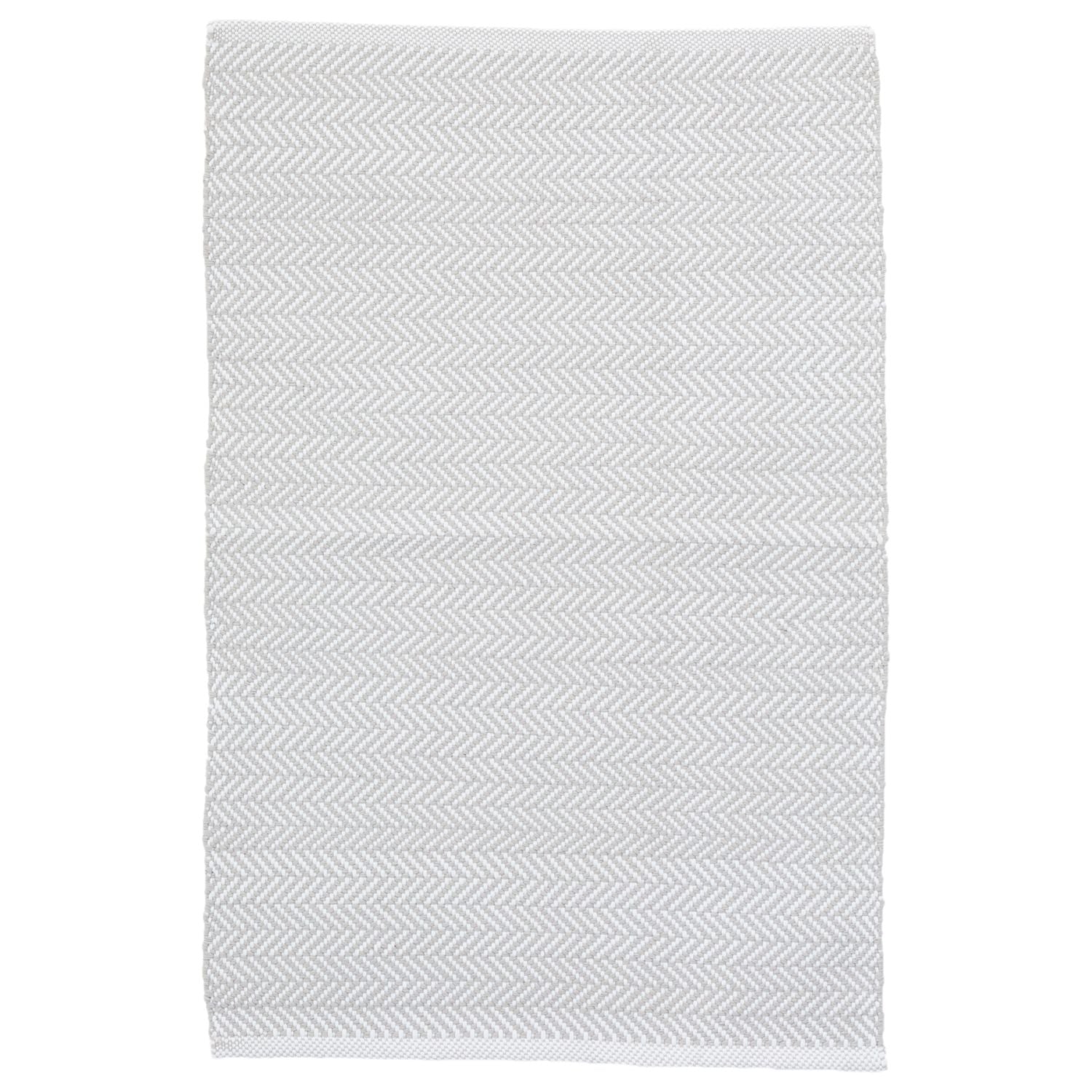 Dash & Albert Herringbone Pearl Grey/White Indoor/Outdoor Rug