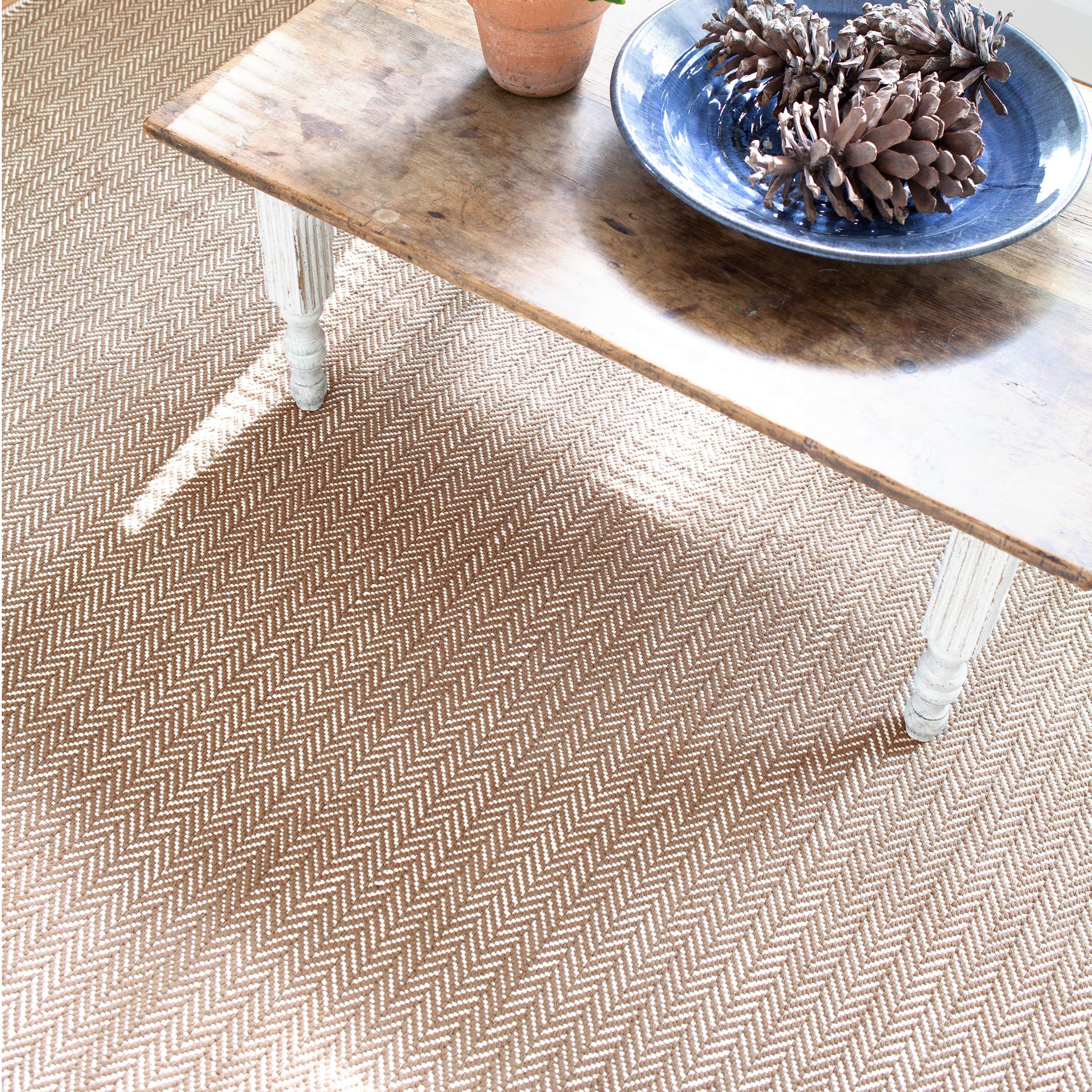 Dash & Albert Herringbone Stone Woven Cotton Rug