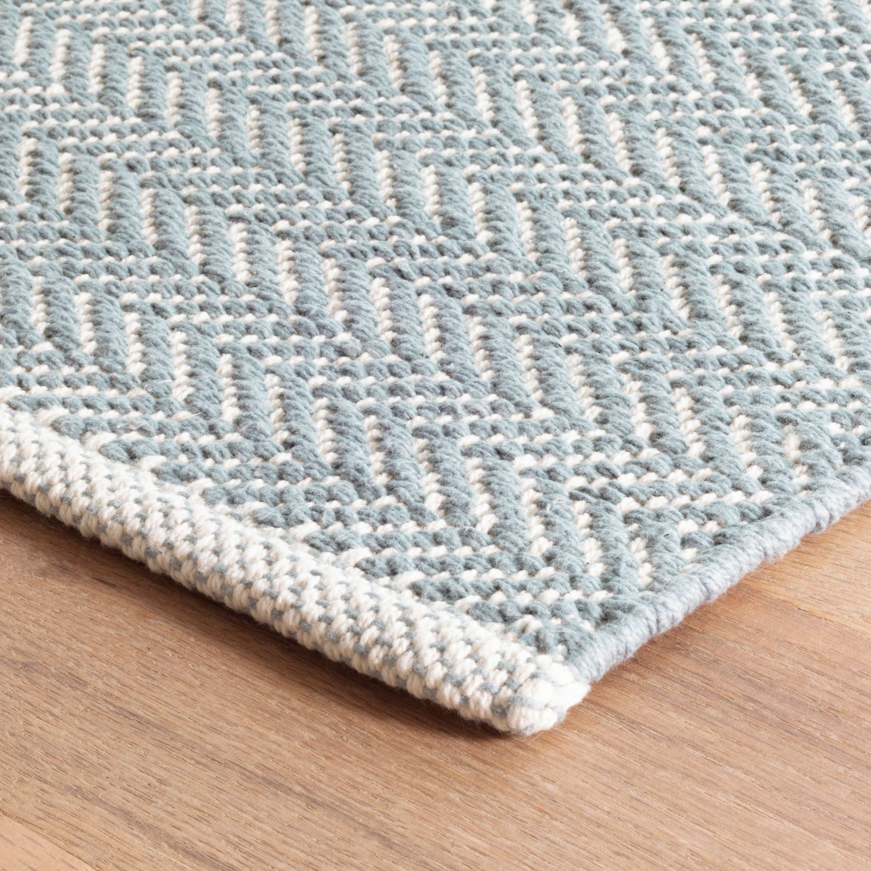 Dash & Albert Herringbone Swedish Blue Woven Cotton Rug