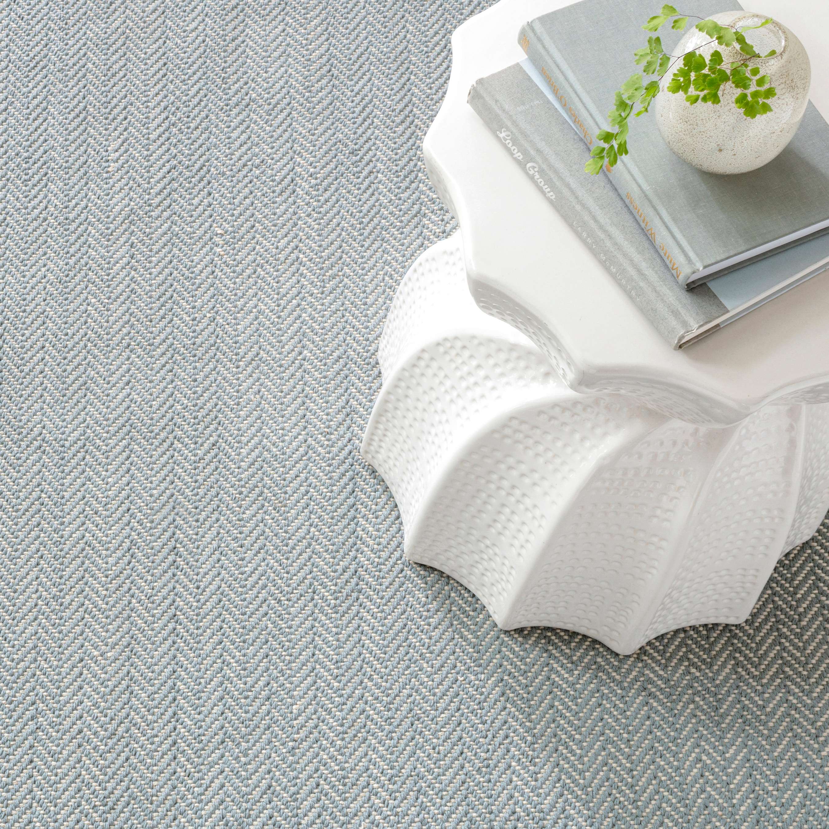 Dash & Albert Herringbone Swedish Blue Woven Cotton Rug