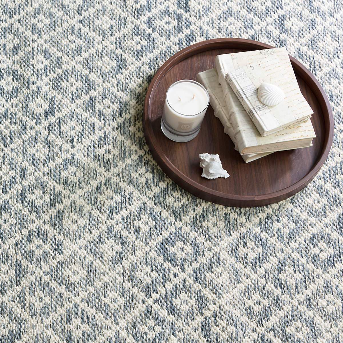 Dash & Albert Melange Diamond Blue Woven Cotton Rug