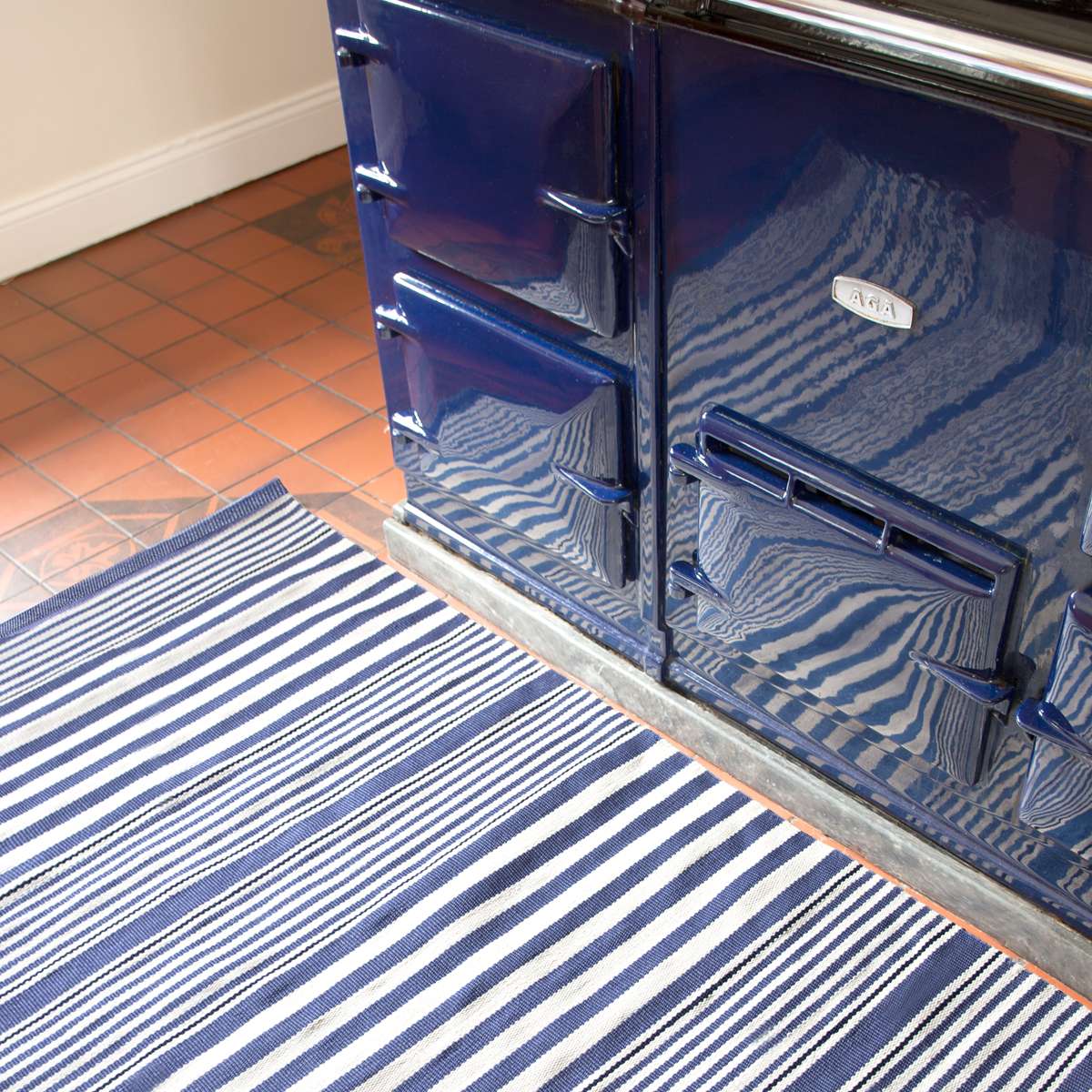 Dash & Albert Rugby Stripe Denim Indoor/Outdoor Rug