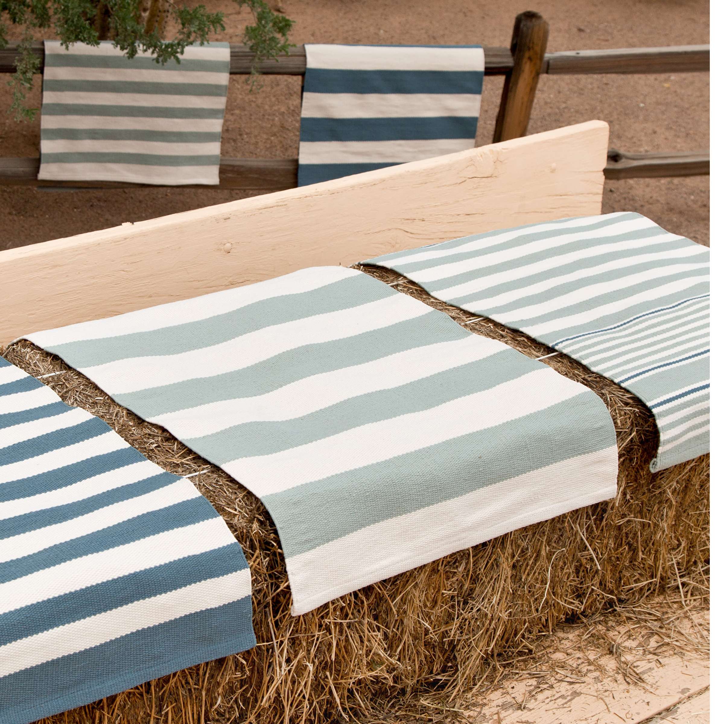 Dash & Albert Rugby Stripe Light Blue Indoor/Outdoor Rug