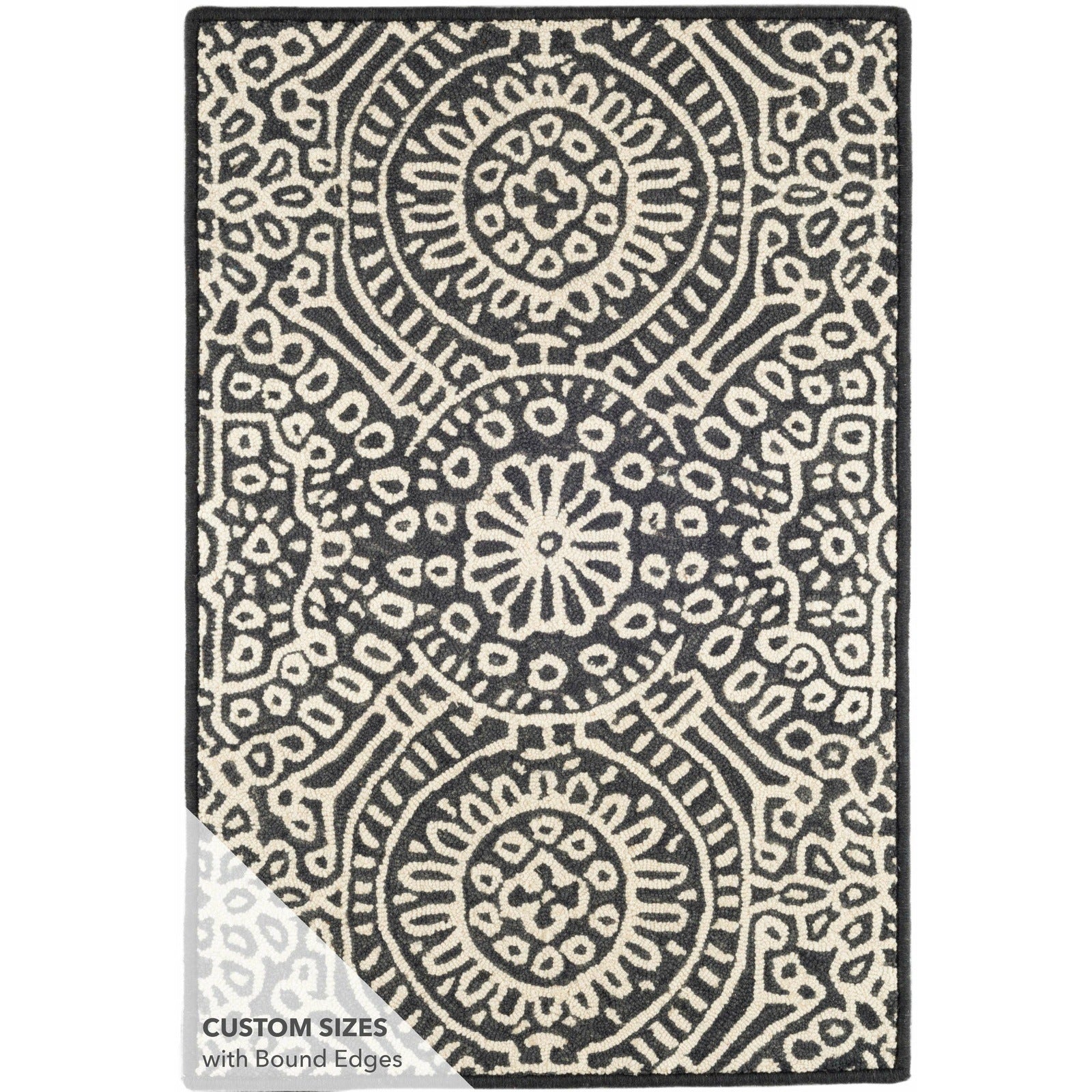 Dash & Albert Temple Charcoal Micro Hooked Wool Rug