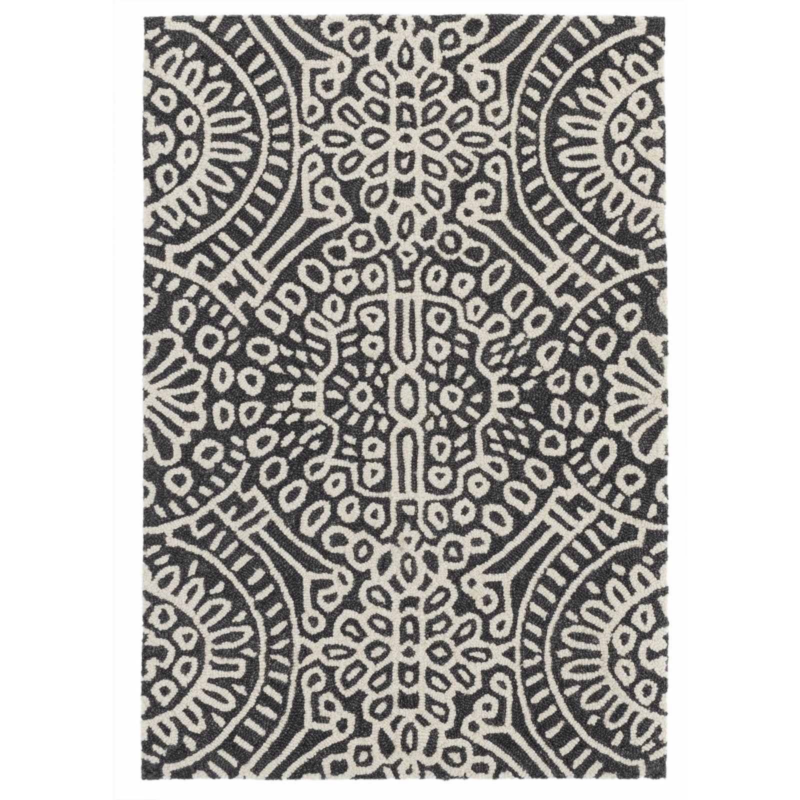Dash & Albert Temple Charcoal Micro Hooked Wool Rug