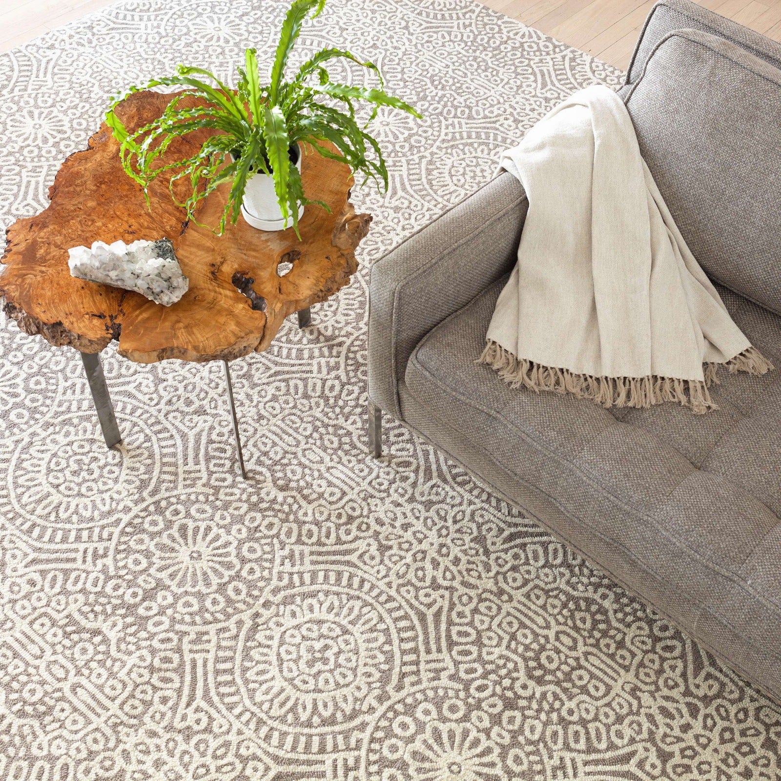 Dash & Albert Temple Taupe Micro Hooked Wool Rug