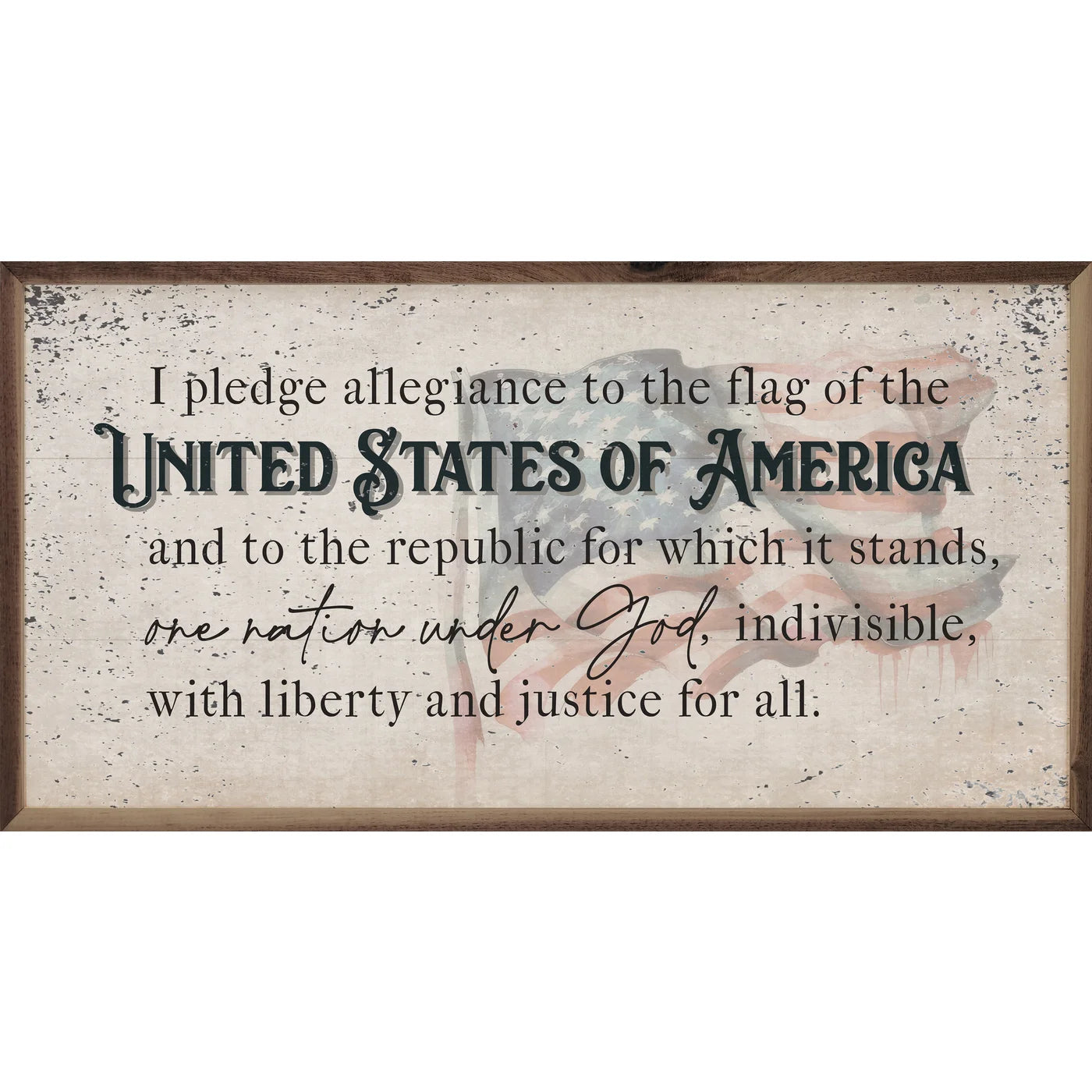 Distressed Pledge Allegiance Flag Wood Framed Print