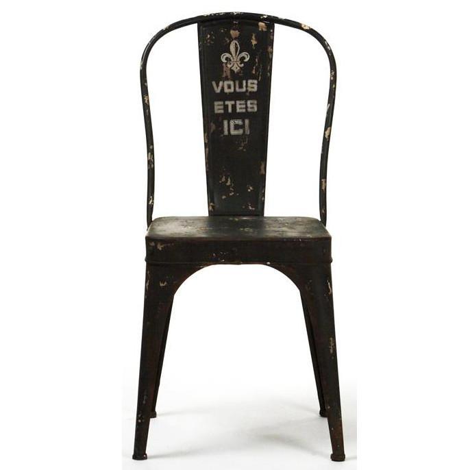 Distressed Black Metal Cafe Chair