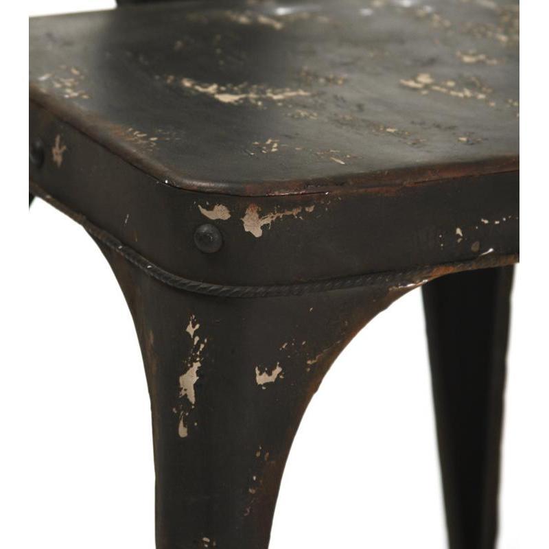 Distressed Black Metal Cafe Chair