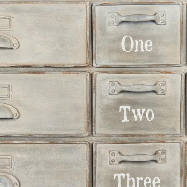 Distressed Wash Numbered Metal Cabinet