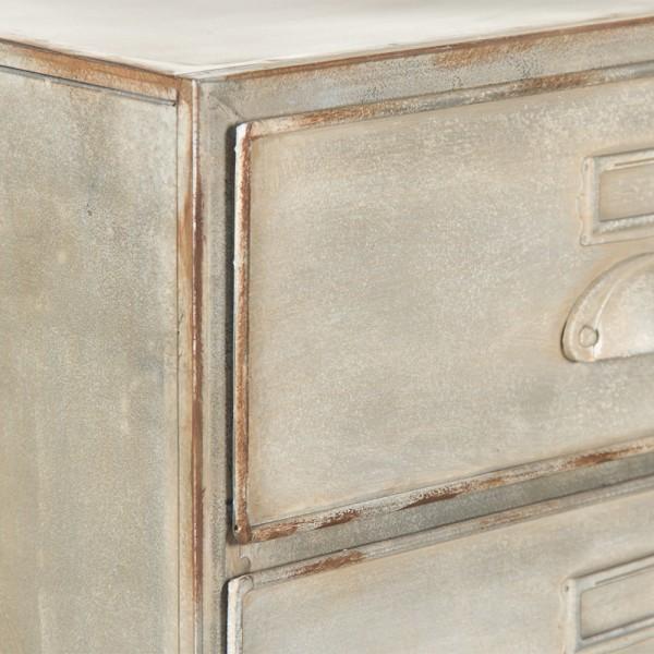 Distressed Wash Numbered Metal Cabinet