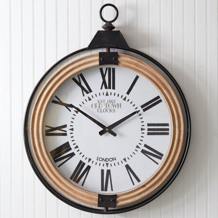 Farmhouse Industrial Pocket Watch Wall Clock