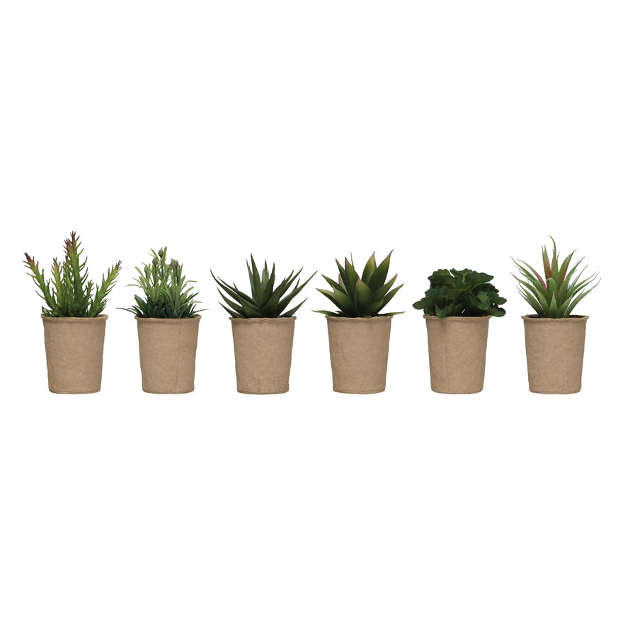 Faux Succulent In Paper Pot