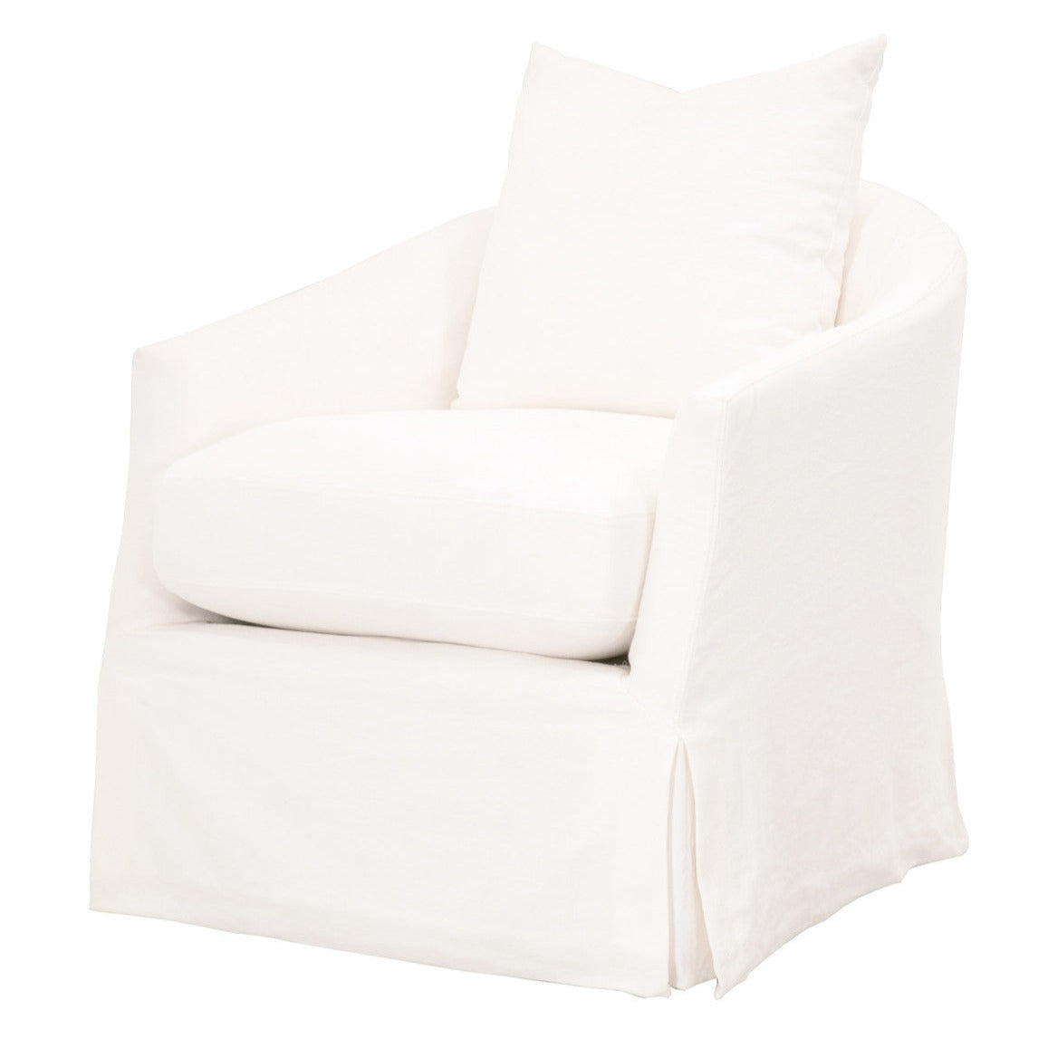 Faye Slipcover Cream Crepe Swivel Club Chair