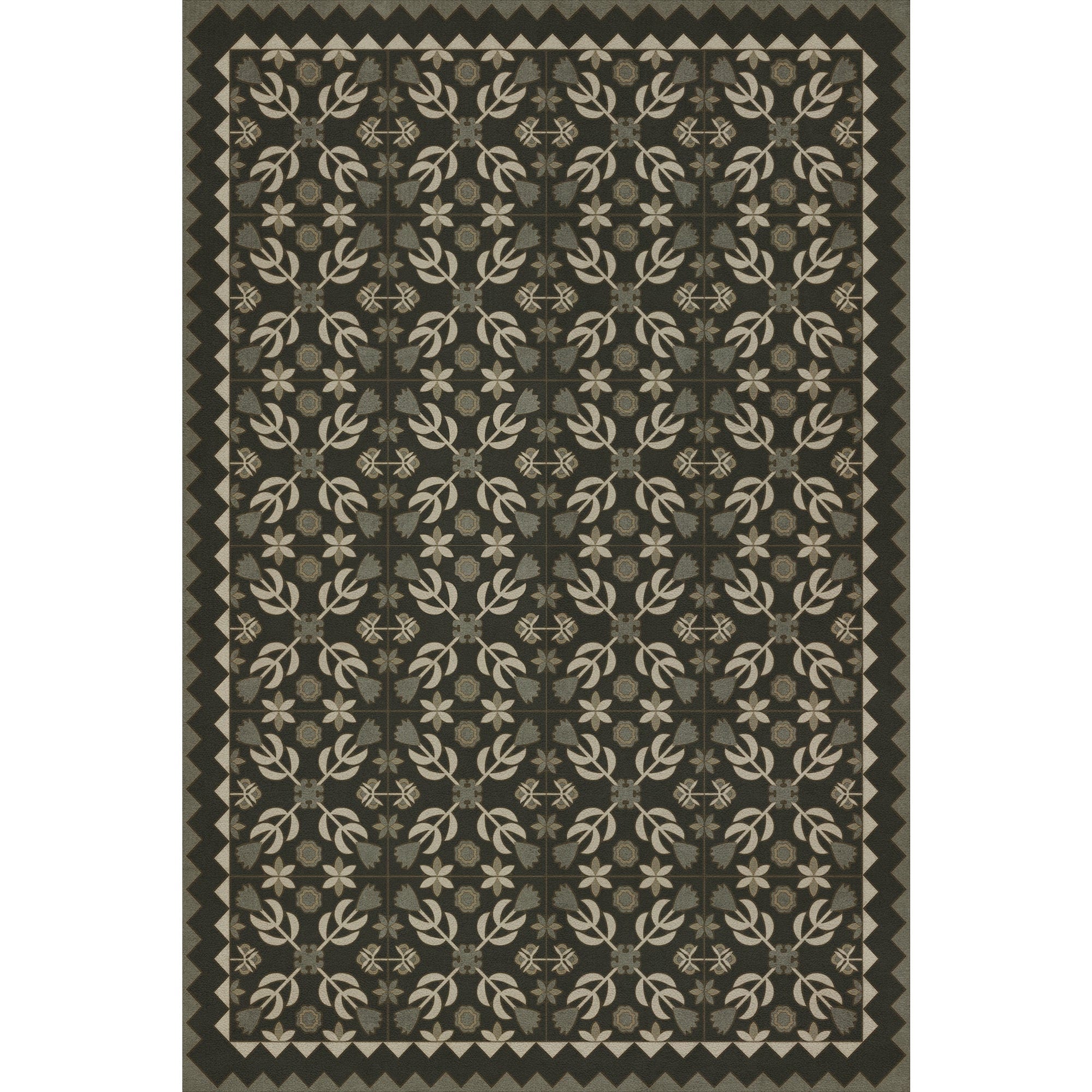 Folk Art Museum Floral Quilt Awake At Night Vinyl Floor Cloth