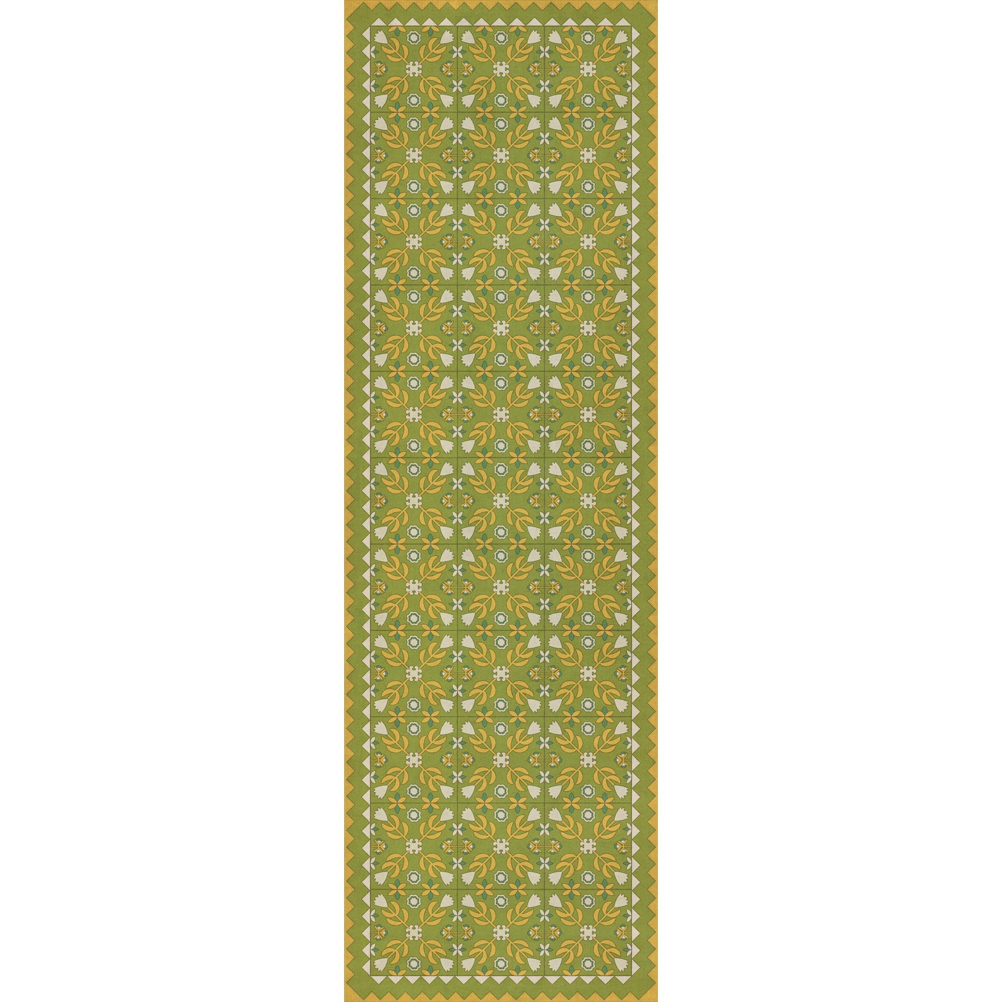 Folk Art Museum Floral Quilt First Day Of Spring Vinyl Floor Cloth