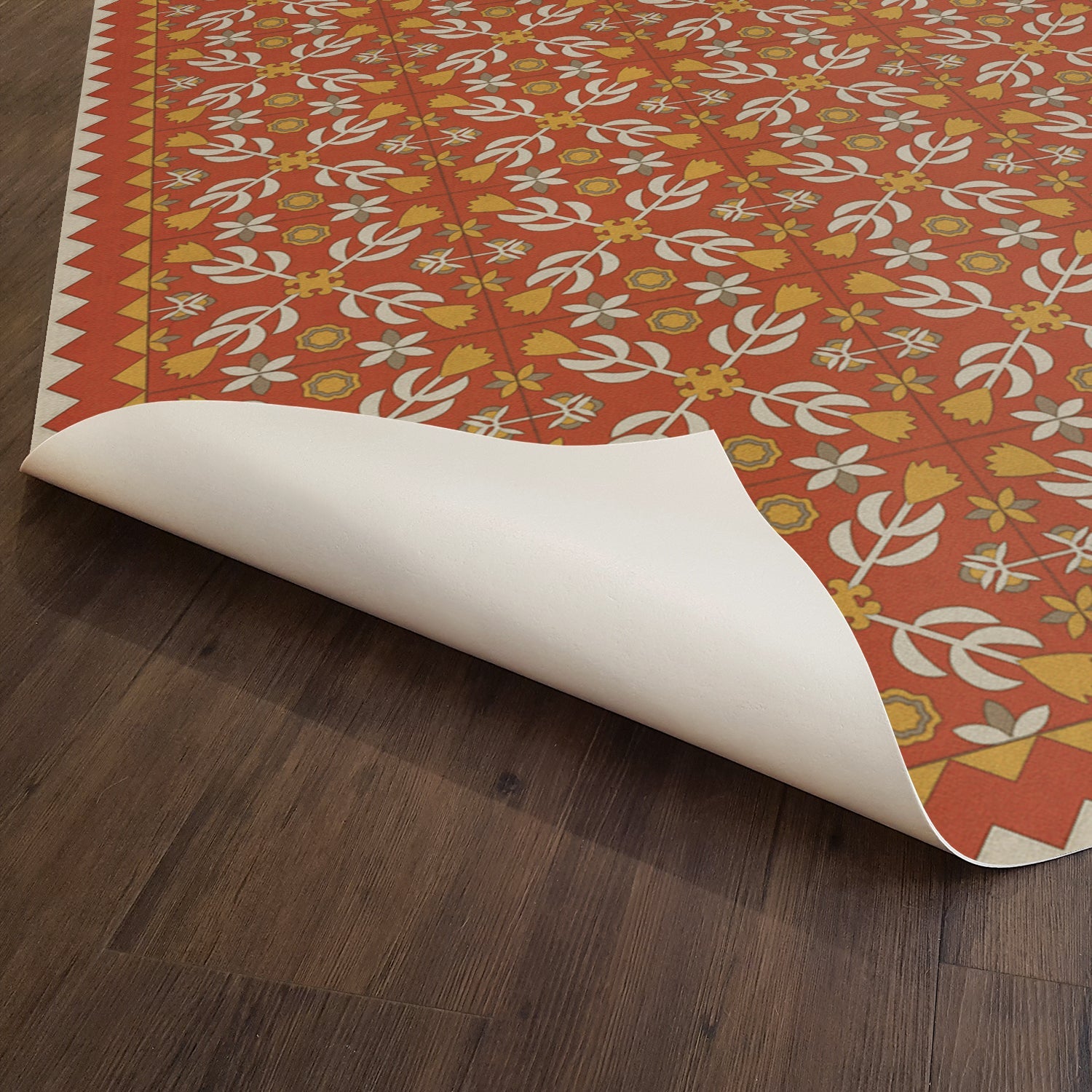 Folk Art Museum Floral Quilt Lay Of Last Minstrel Vinyl Floor Cloth