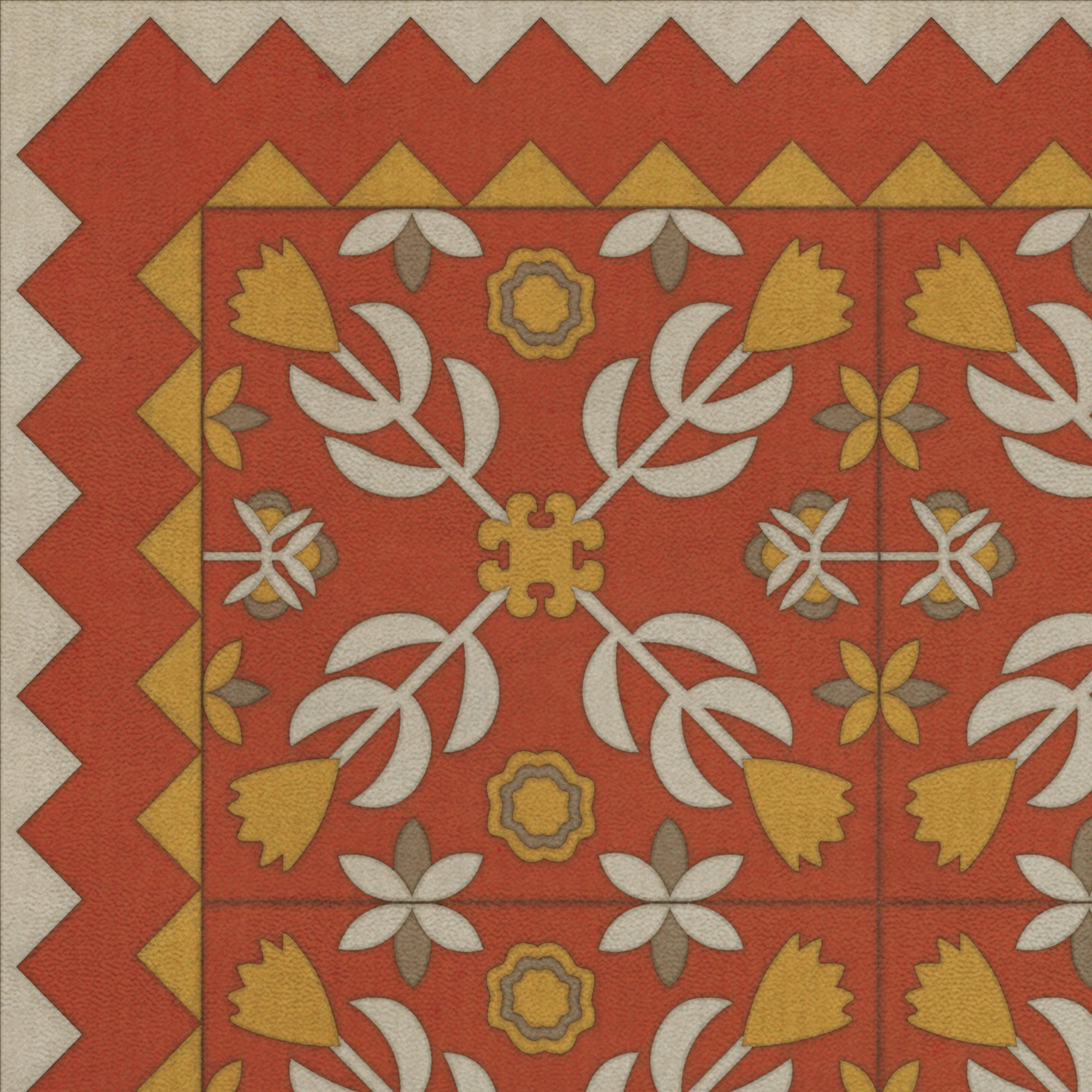 Folk Art Museum Floral Quilt Lay Of Last Minstrel Vinyl Floor Cloth