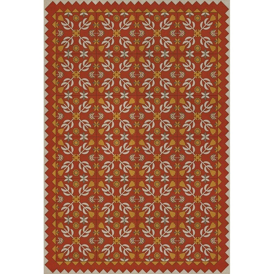 Folk Art Museum Floral Quilt Lay Of Last Minstrel Vinyl Floor Cloth