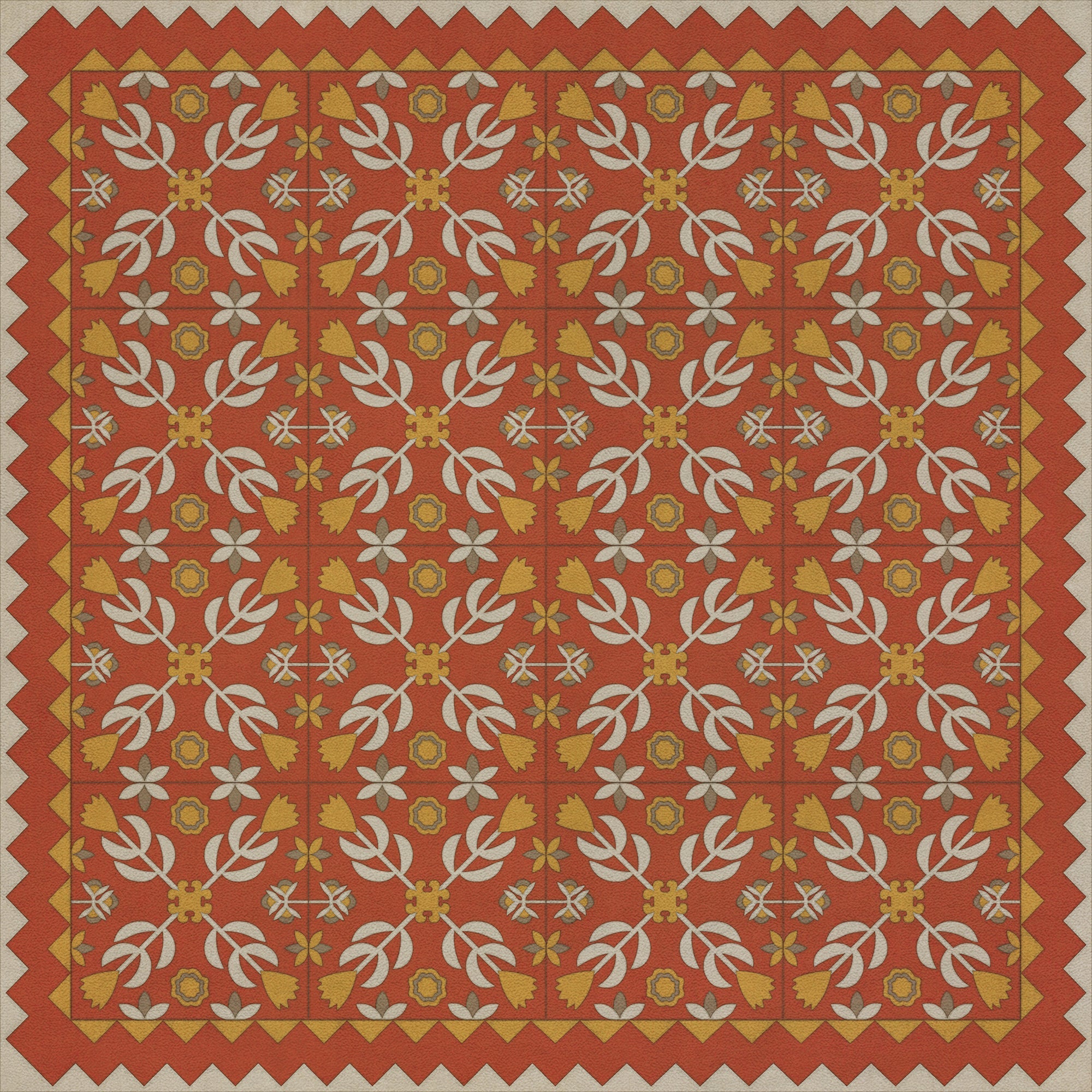 Folk Art Museum Floral Quilt Lay Of Last Minstrel Vinyl Floor Cloth