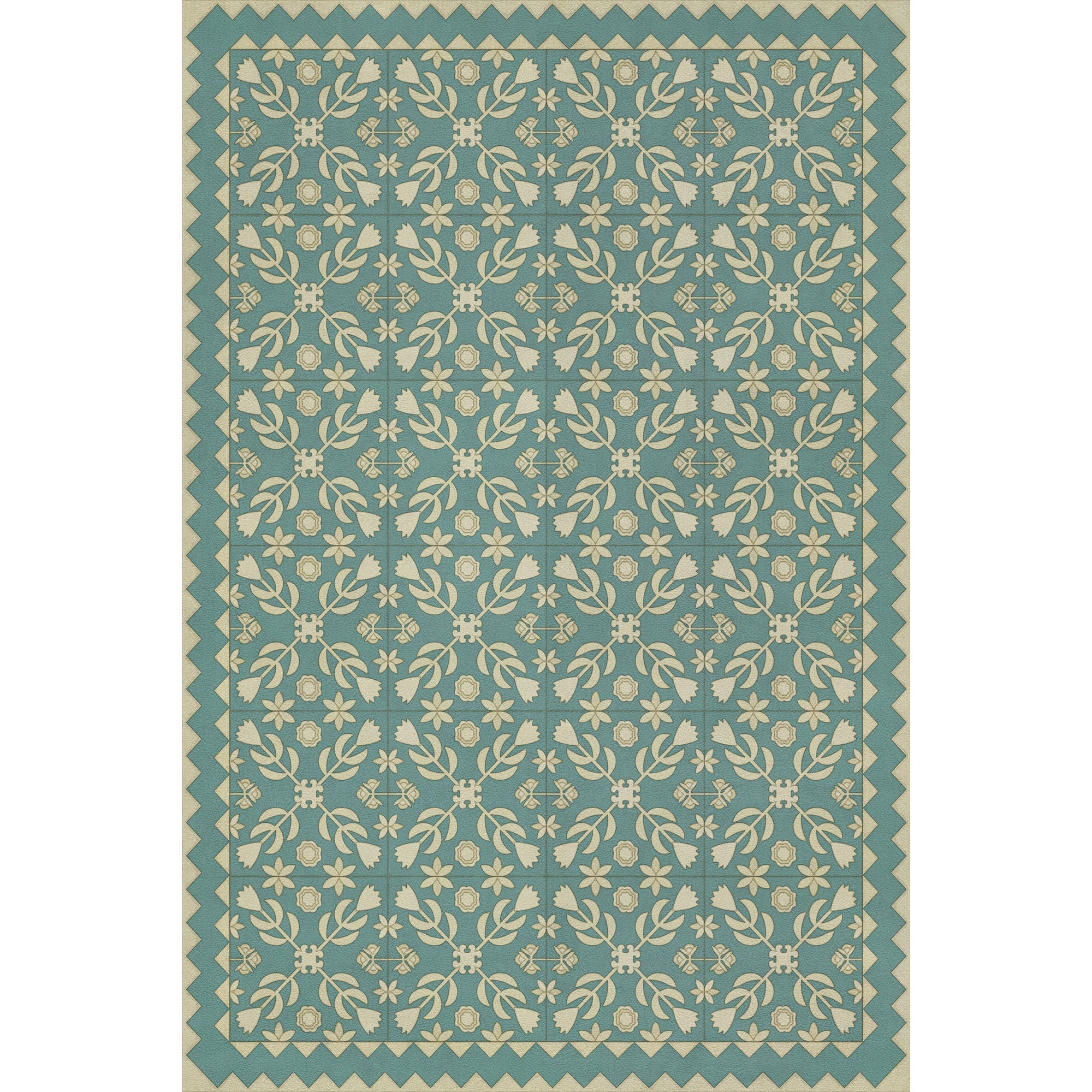 Folk Art Museum Floral Quilt Odes And Elegies Vinyl Floor Cloth