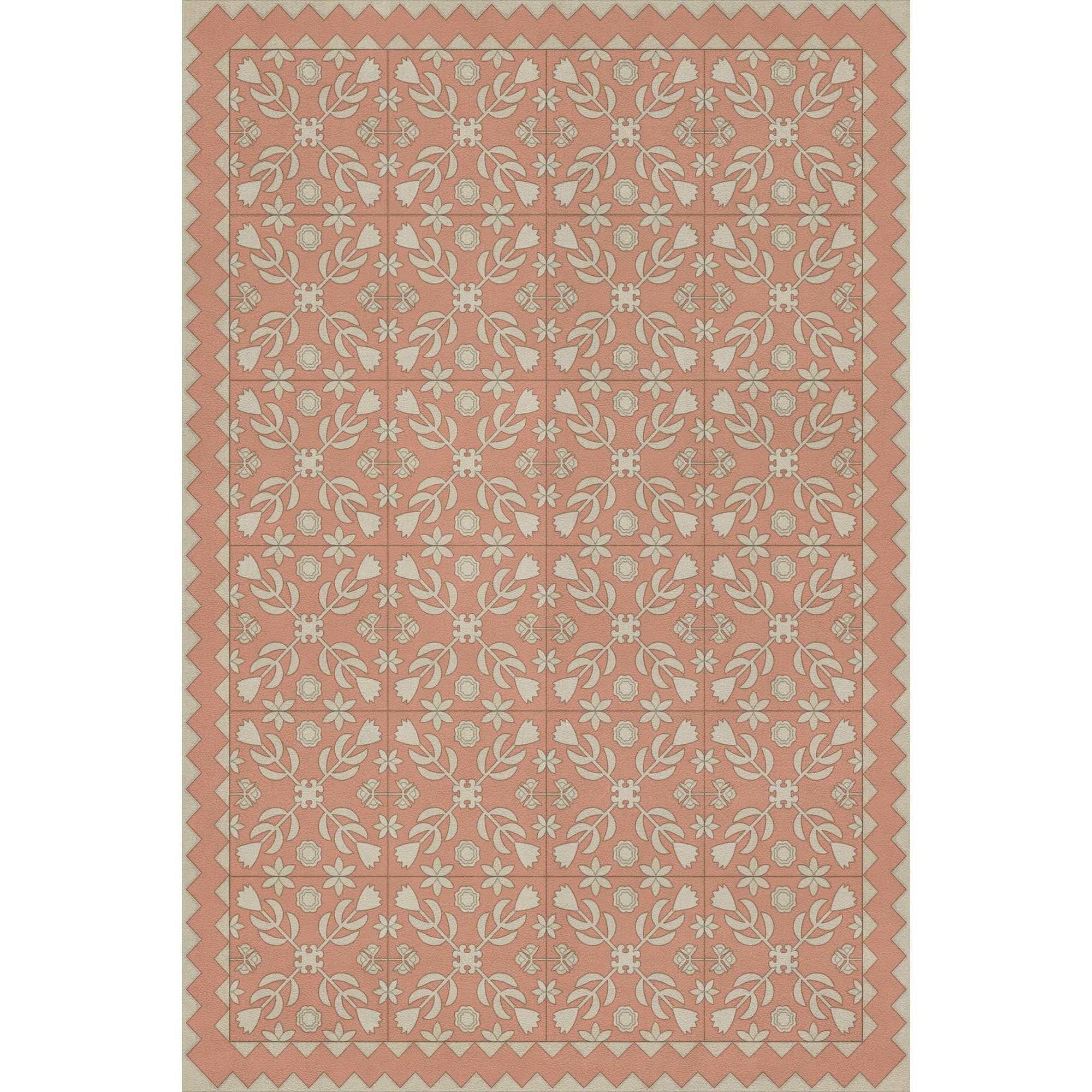 Folk Art Museum Floral Quilt Portrait Of Lady Vinyl Floor Cloth