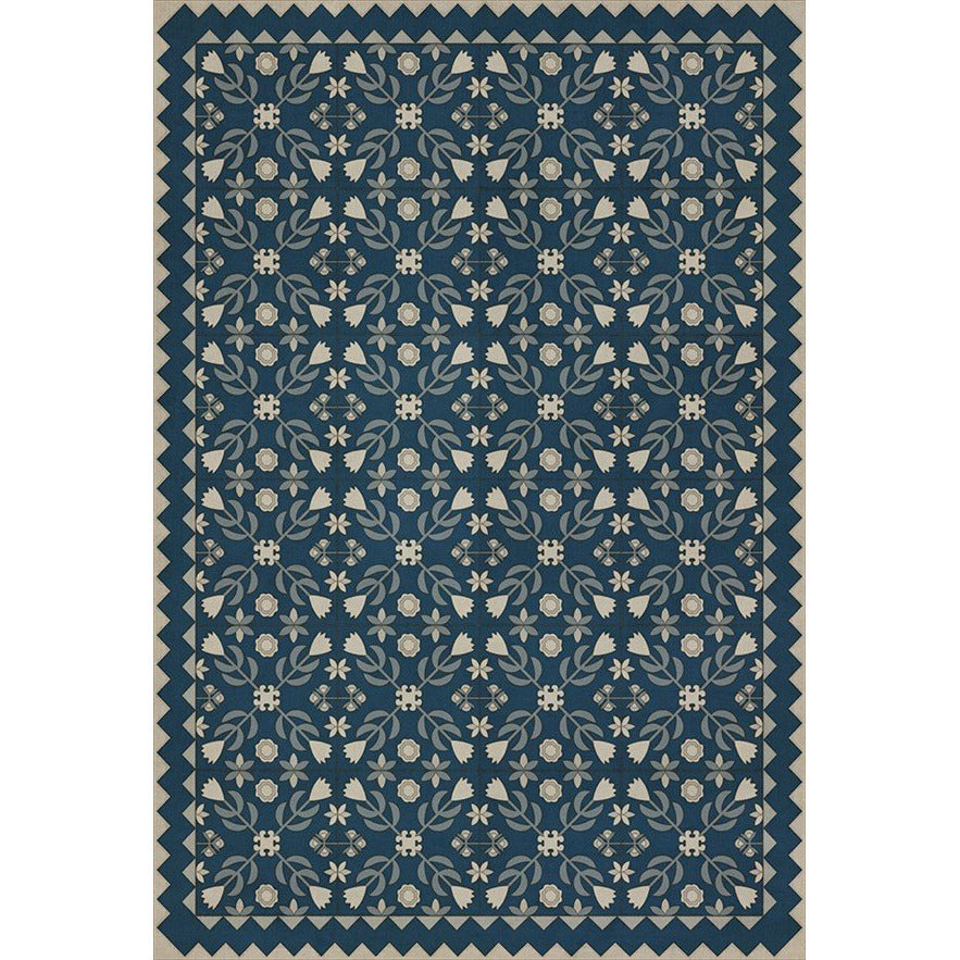 Folk Art Museum Floral Quilt Spring Rain Vinyl Floor Cloth