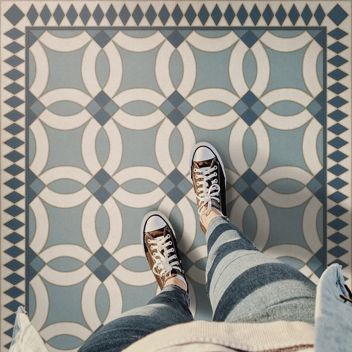 Folk Art Museum Wedding Ring Evangeline Vinyl Floor Cloth