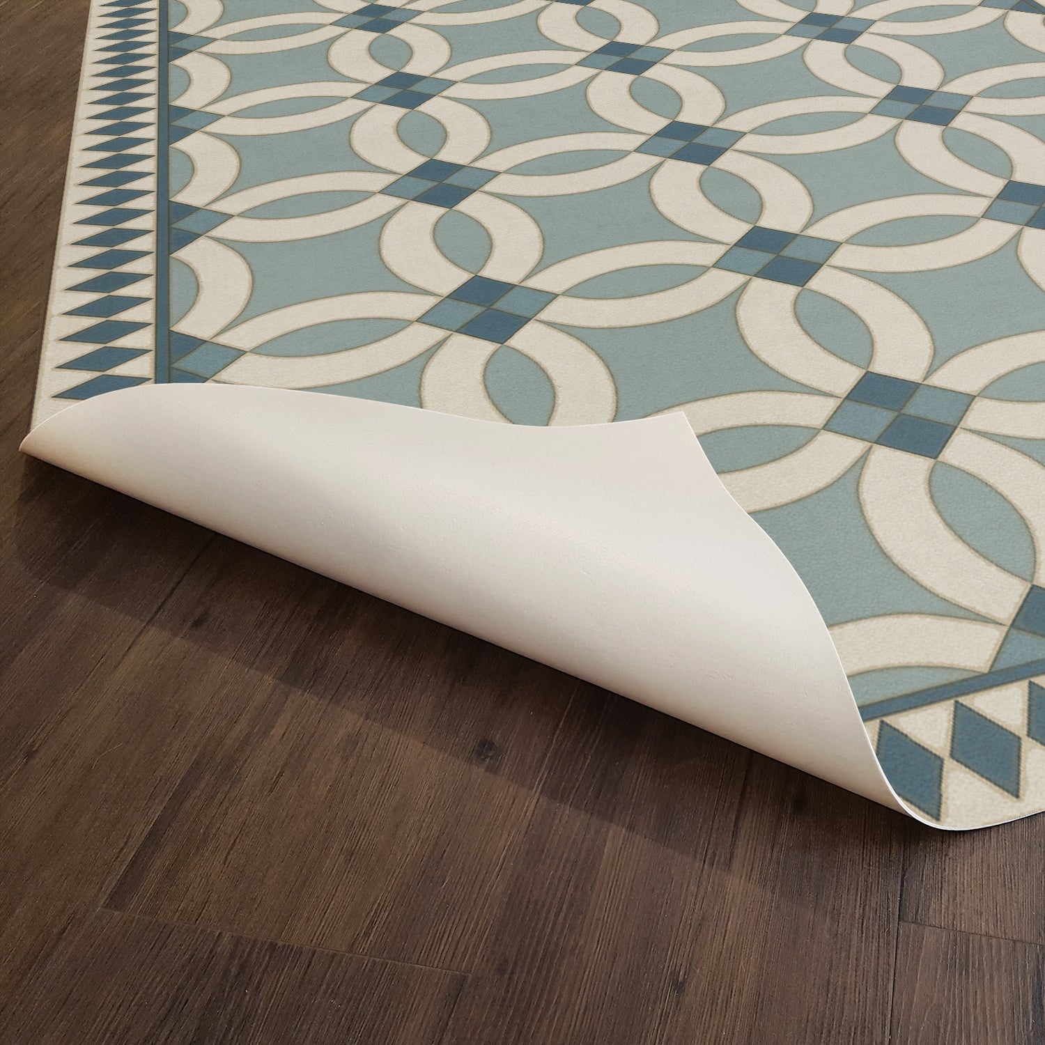 Folk Art Museum Wedding Ring Evangeline Vinyl Floor Cloth