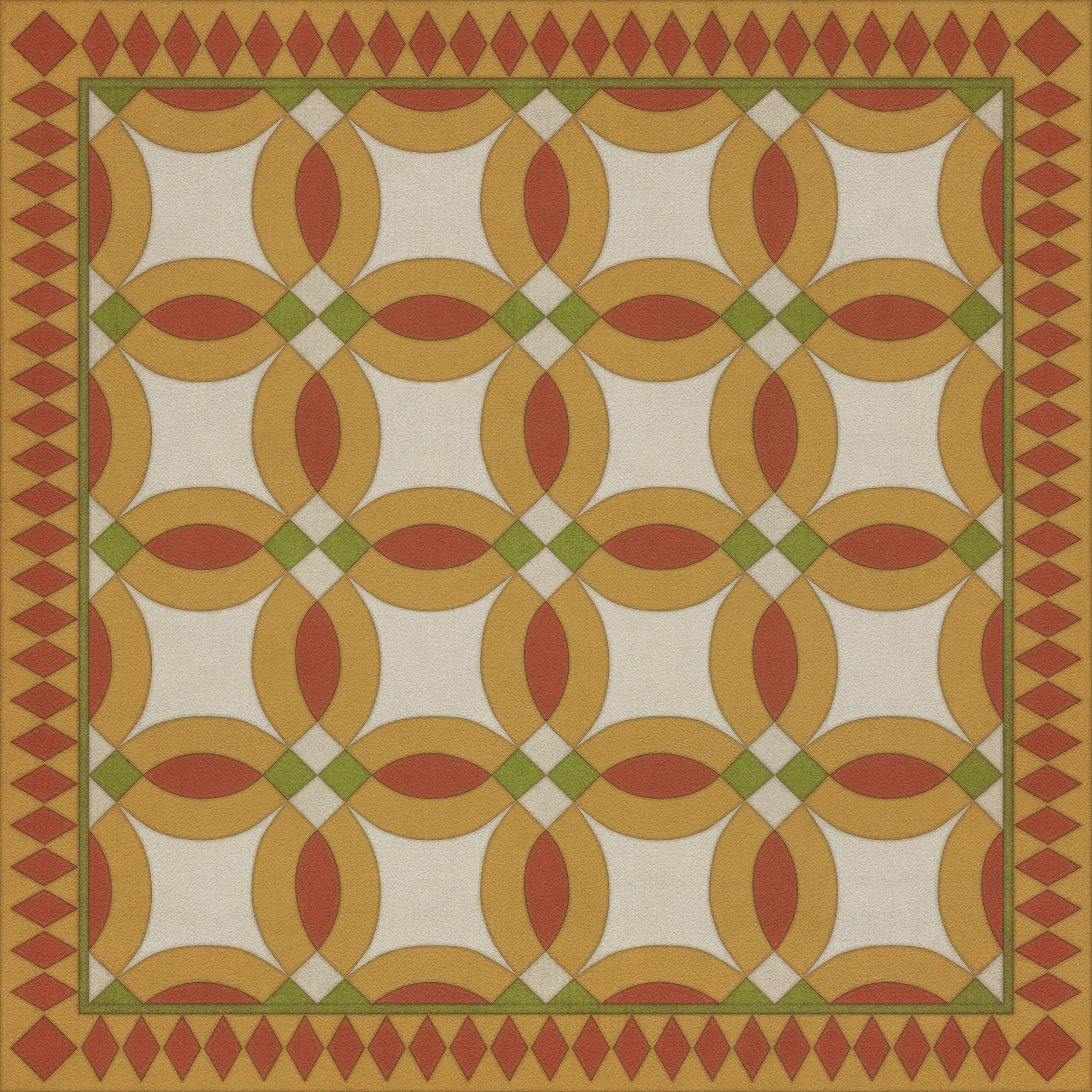 Folk Art Museum Wedding Ring Leonora Vinyl Floor Cloth