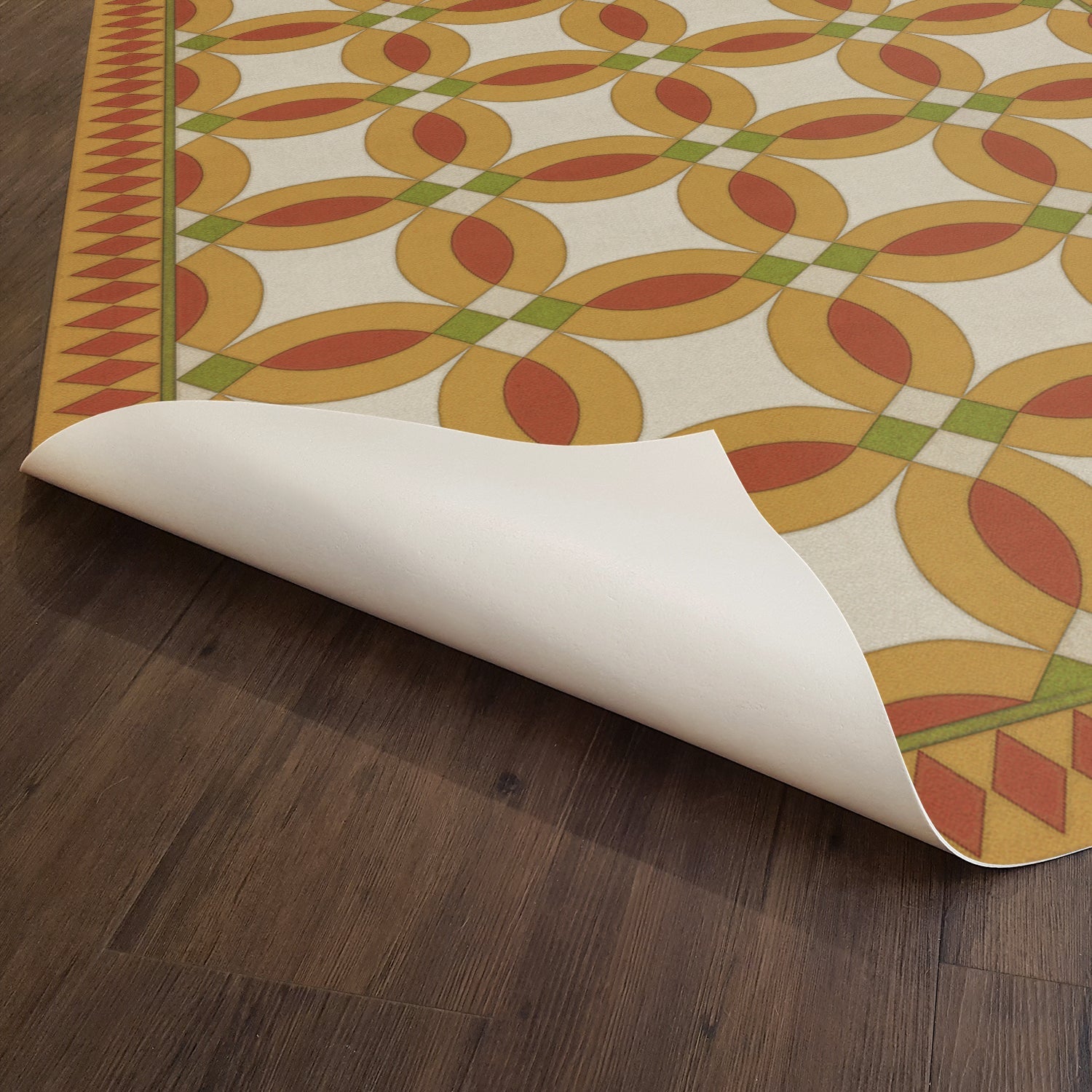 Folk Art Museum Wedding Ring Leonora Vinyl Floor Cloth