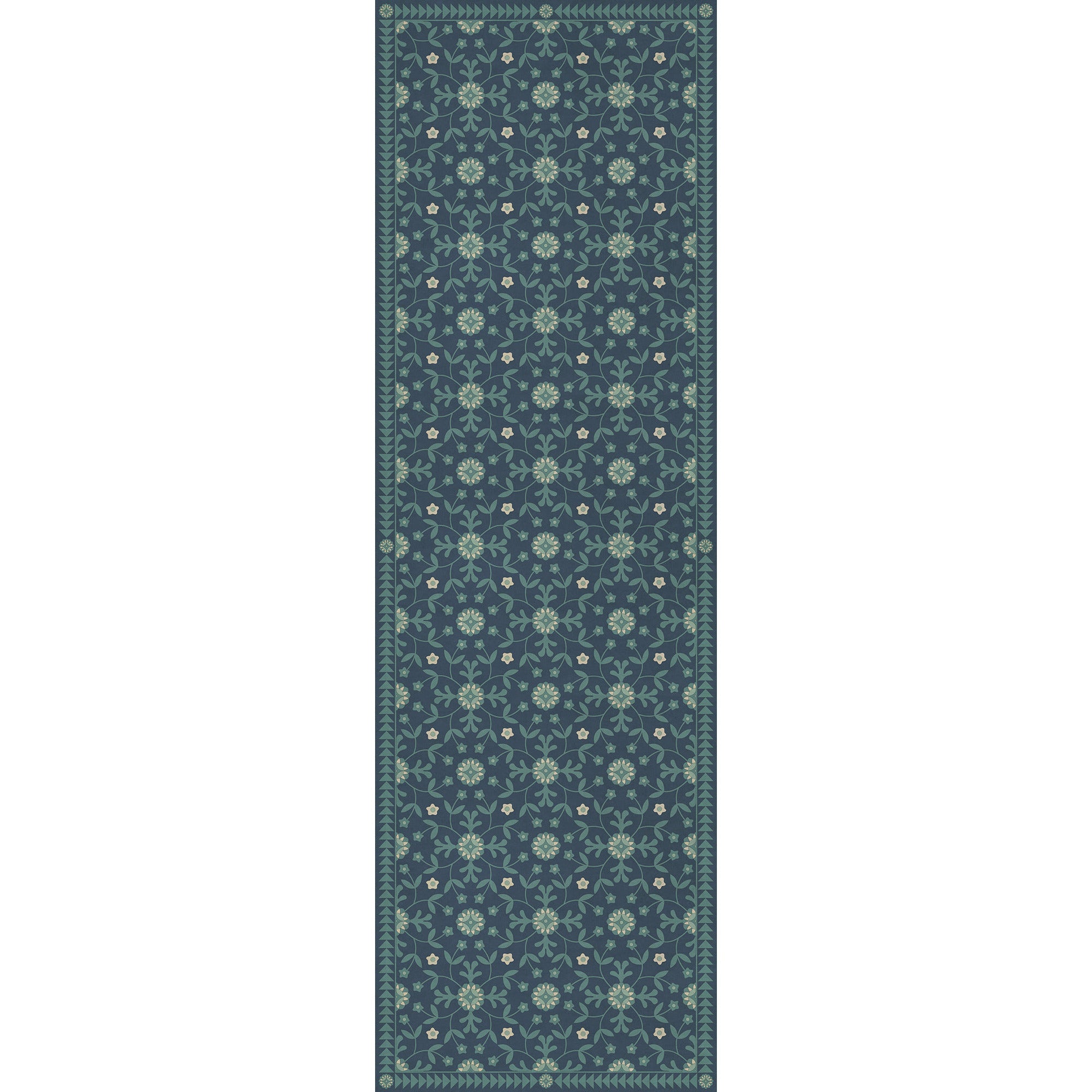 Folk Art Museum Whig Rose Beyond The Seas Vinyl Floor Cloth