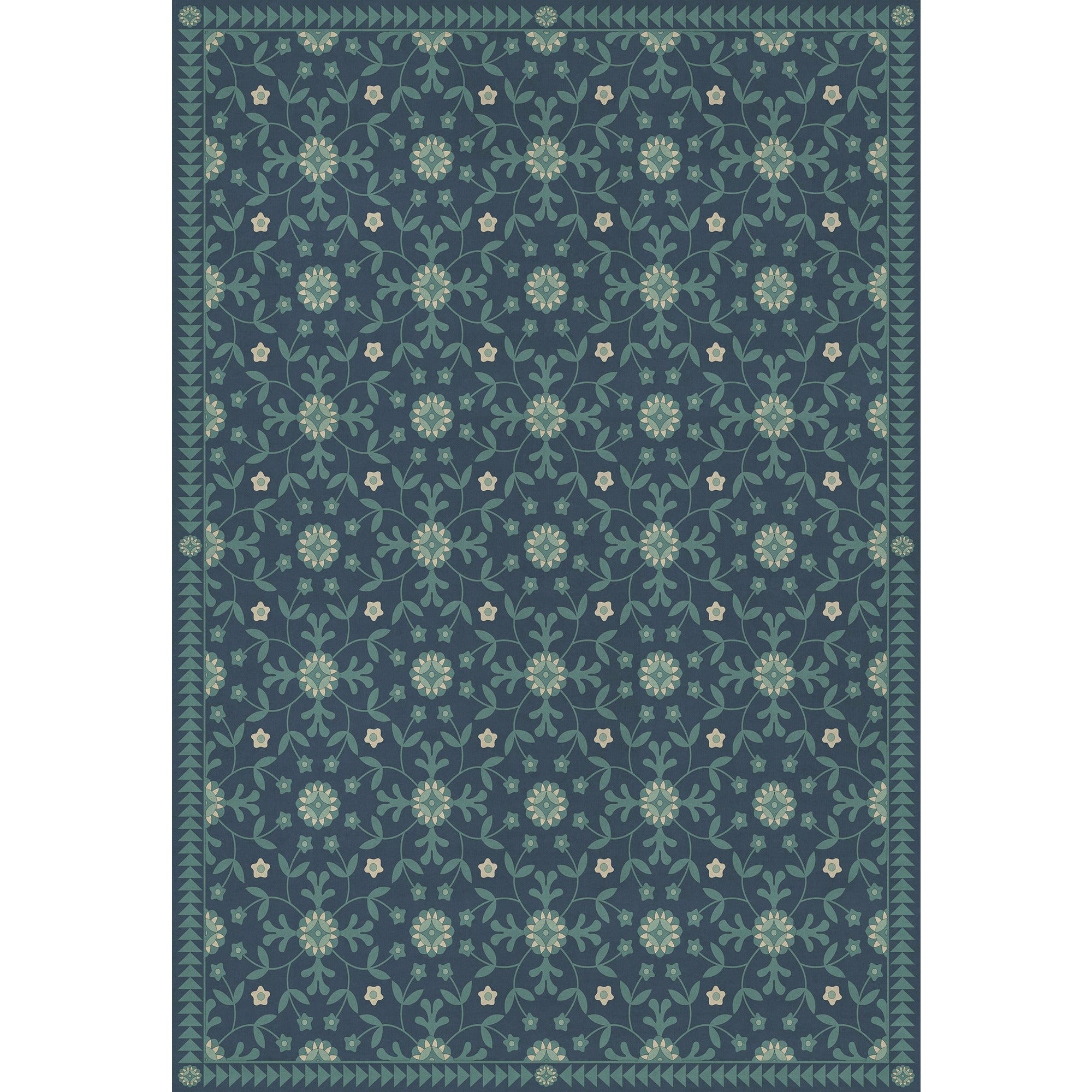 Folk Art Museum Whig Rose Beyond The Seas Vinyl Floor Cloth